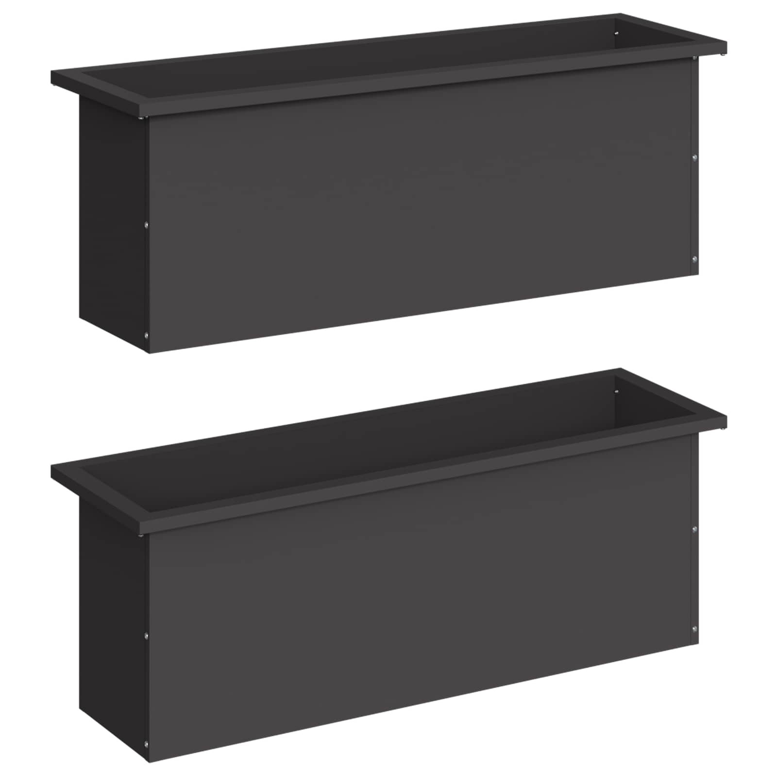 Plantenbak met led 2 st Zwart 30 x 100 x 30 cm Staal image 4