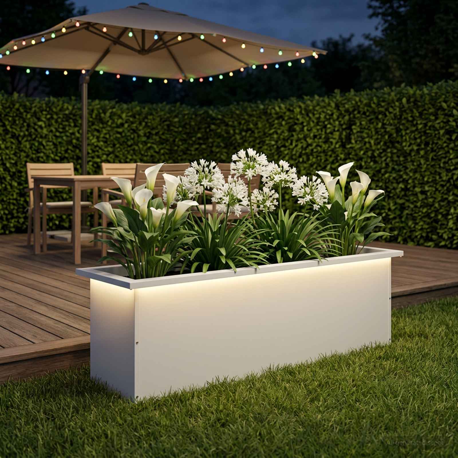 Plantenbak met led Wit 30 x 100 x 30 cm Staal image 3