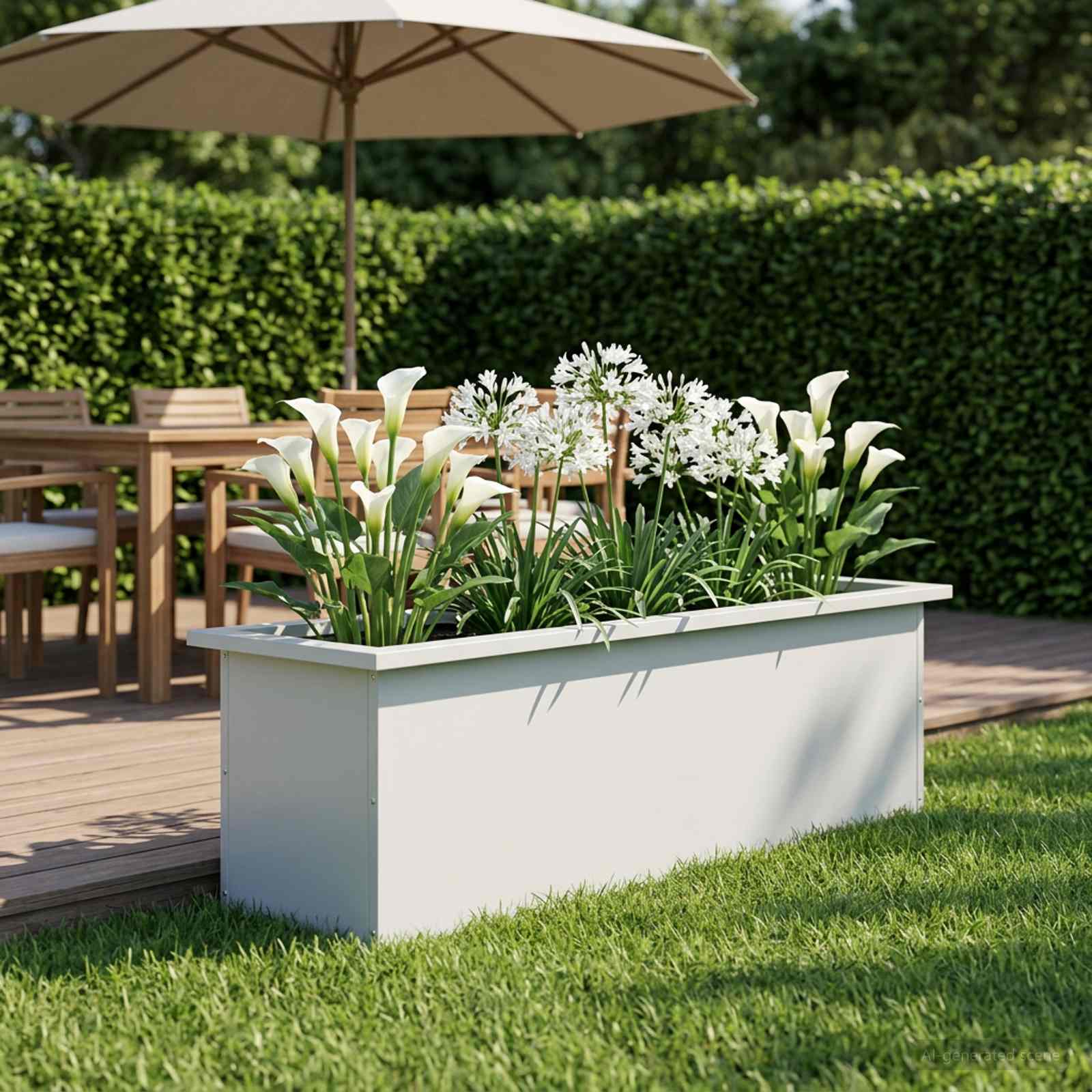 Plantenbak met led Wit 30 x 100 x 30 cm Staal image 1