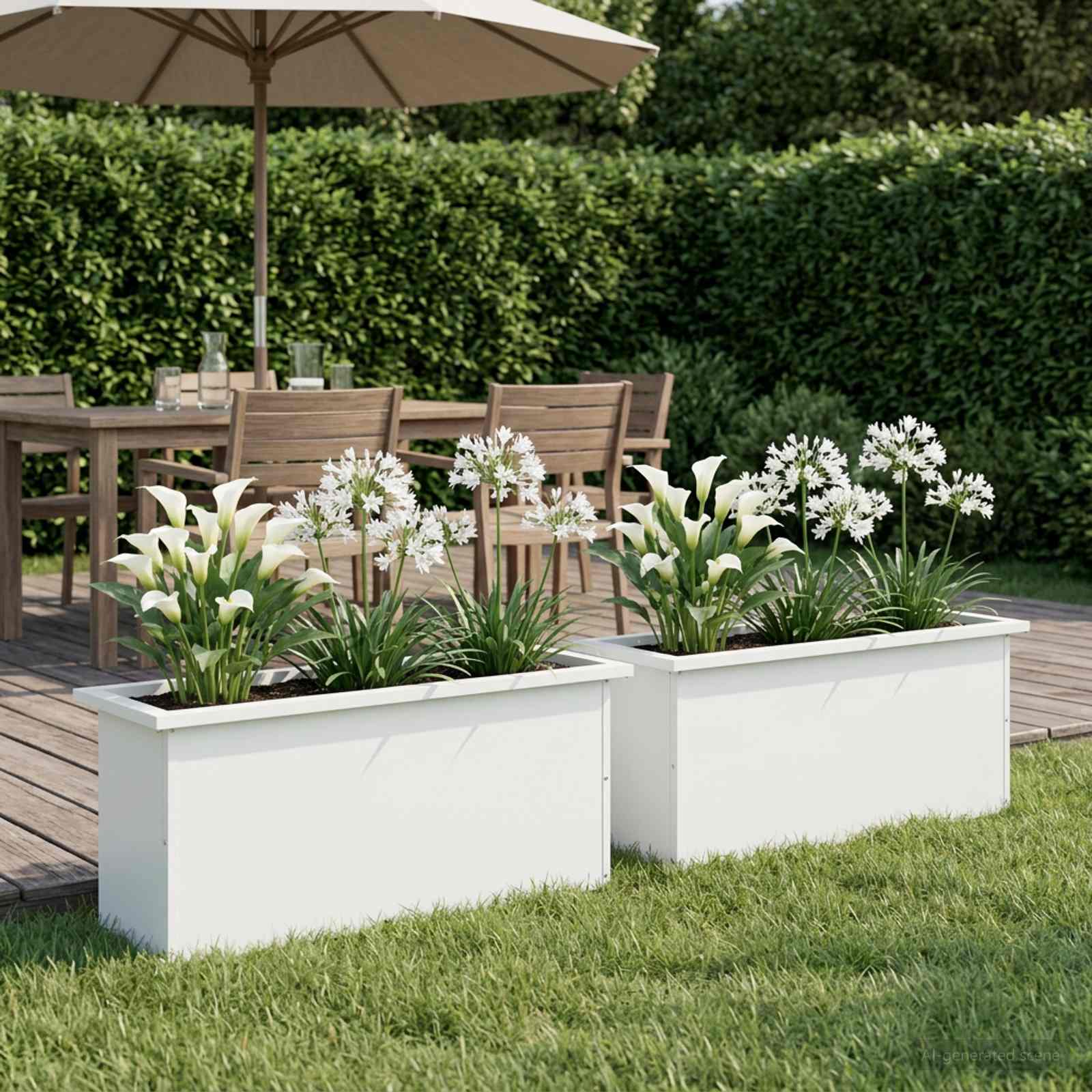 Plantenbak met led 2 st Wit 30 x 100 x 30 cm Staal image 1