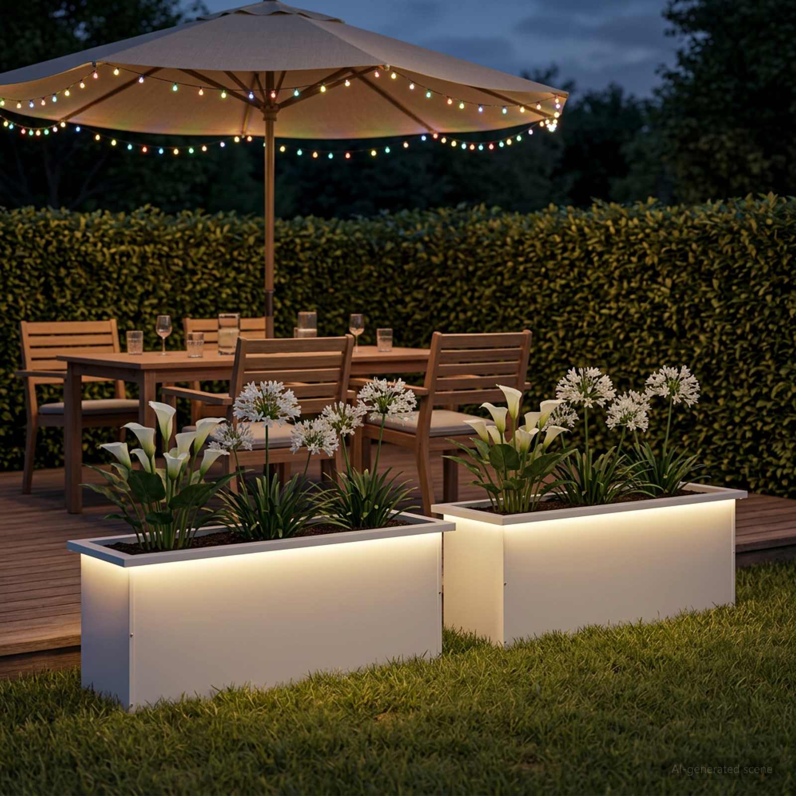 Plantenbak met led 2 st Wit 30 x 100 x 30 cm Staal image 3