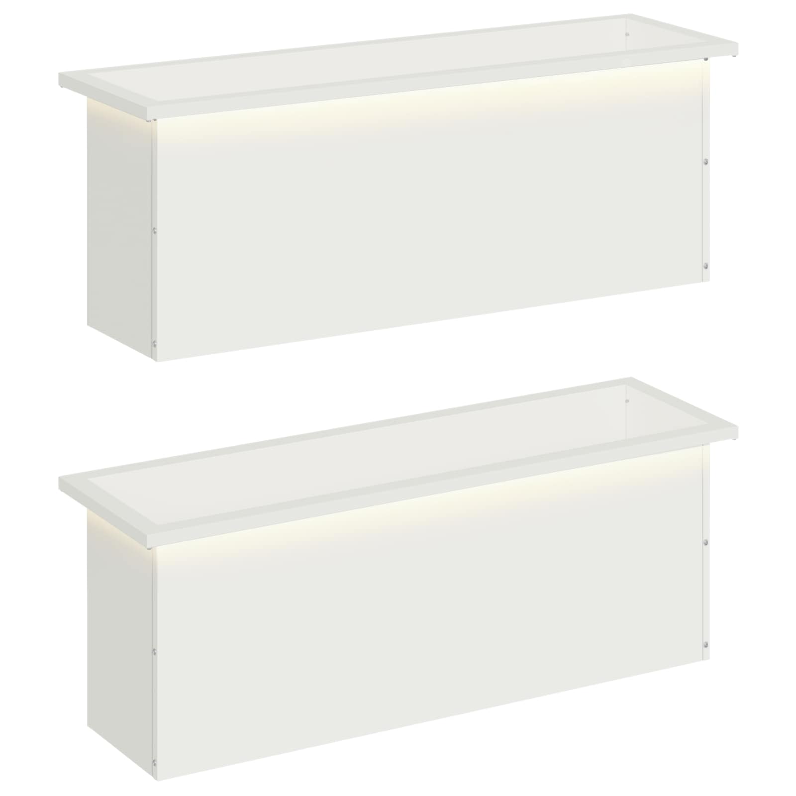 Градинска кашпа с LED осветление 2 бр. Бяло 30 × 100 × 30 см