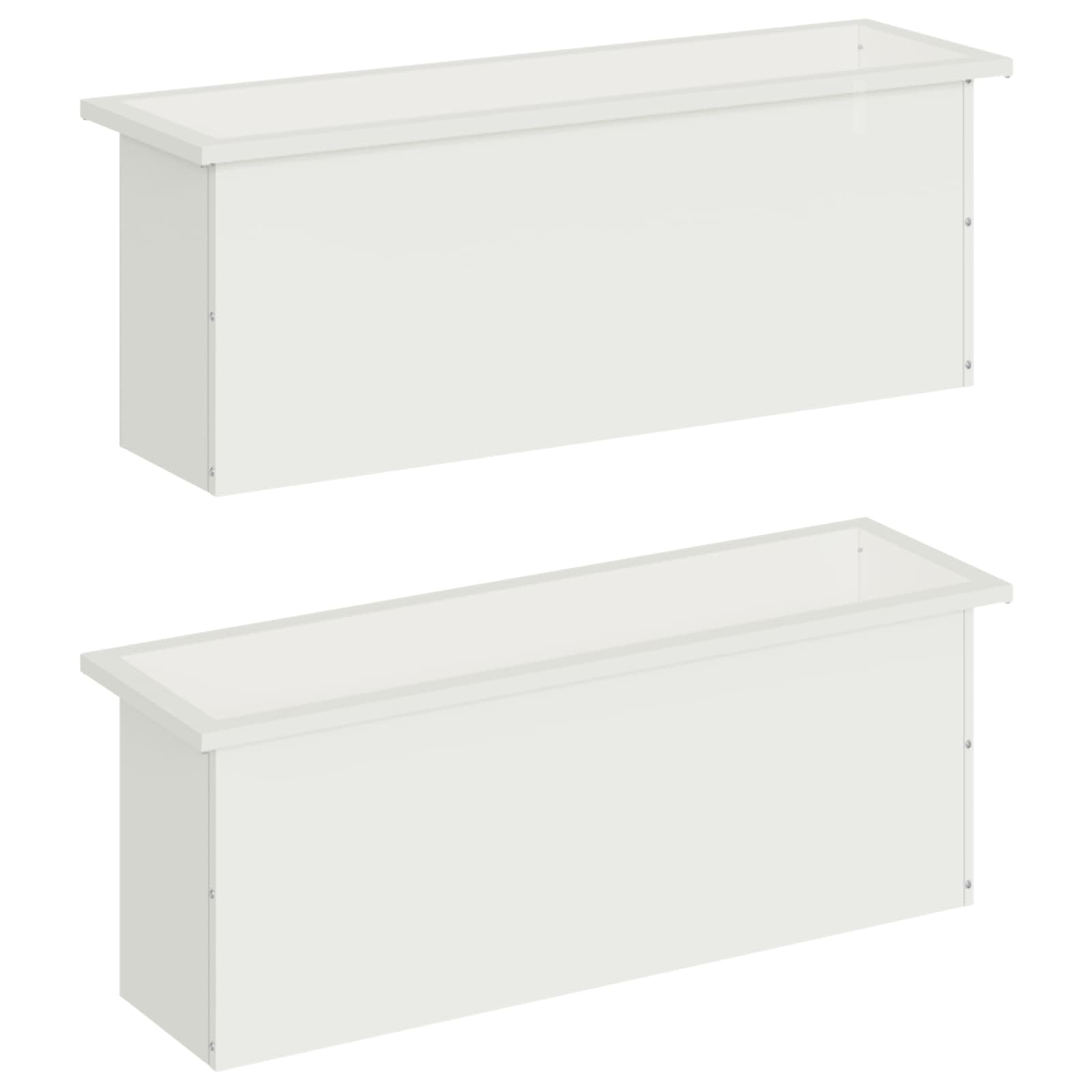 Plantenbak met led 2 st Wit 30 x 100 x 30 cm Staal image 4