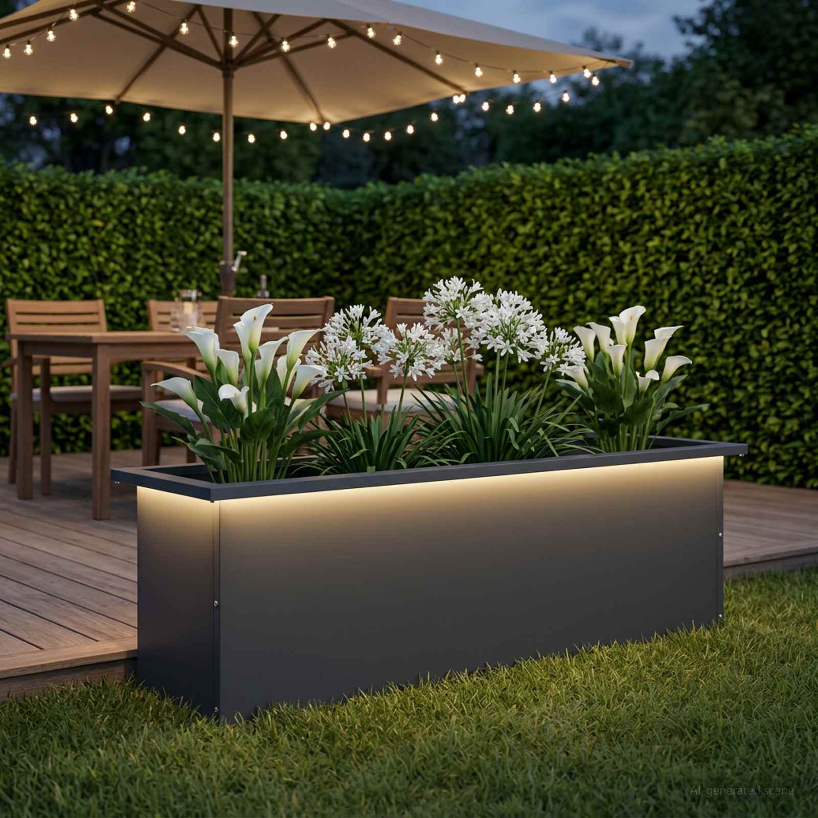 Plantenbak met led Antraciet 30 x 100 x 30 cm Staal image 3