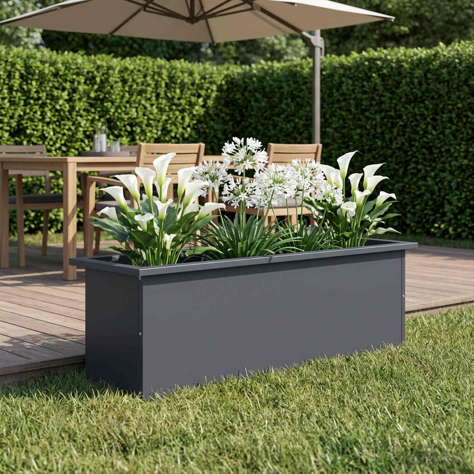Plantenbak met led Antraciet 30 x 100 x 30 cm Staal image 1