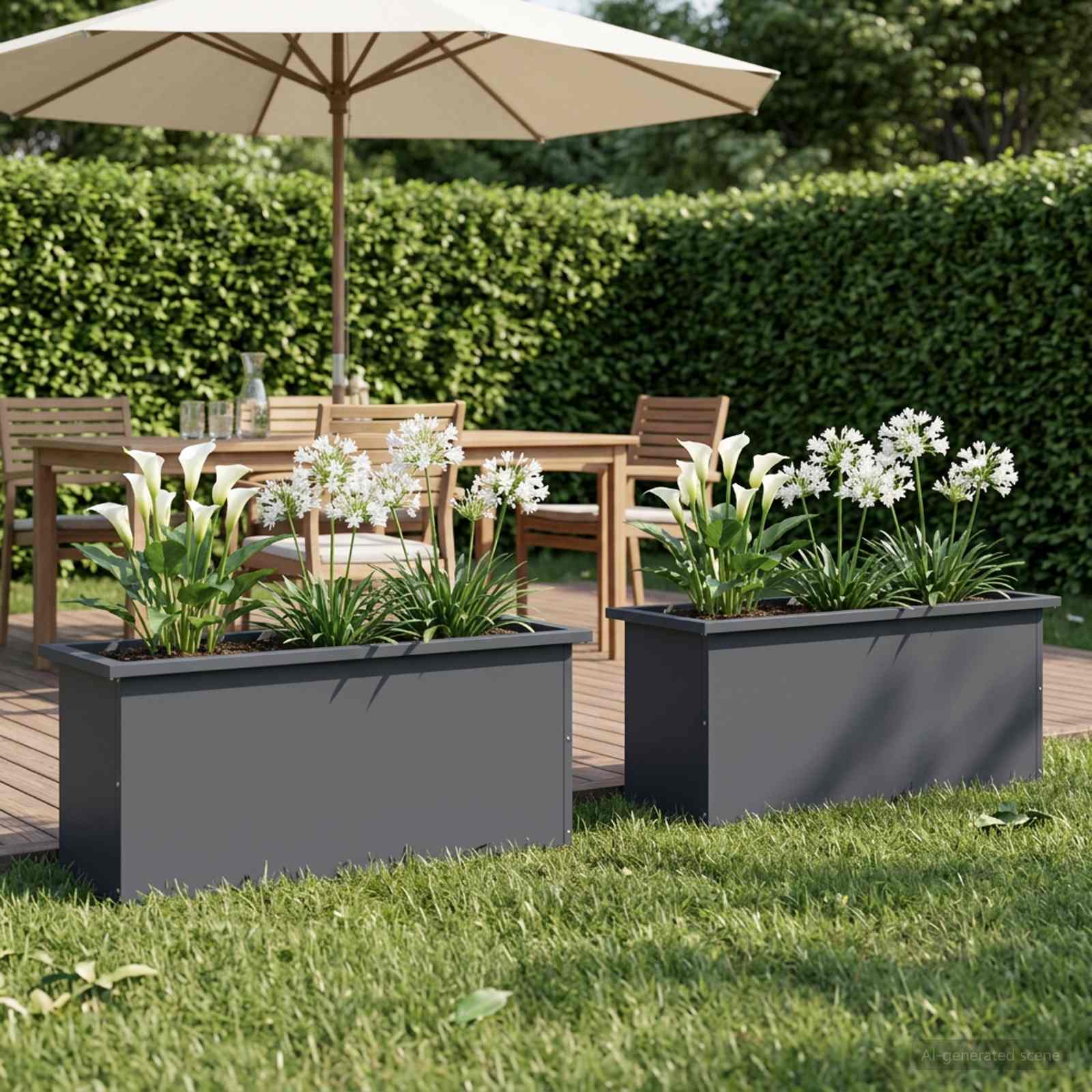 Plantenbak met led 2 st Antraciet 30 x 100 x 30 cm Staal image 3