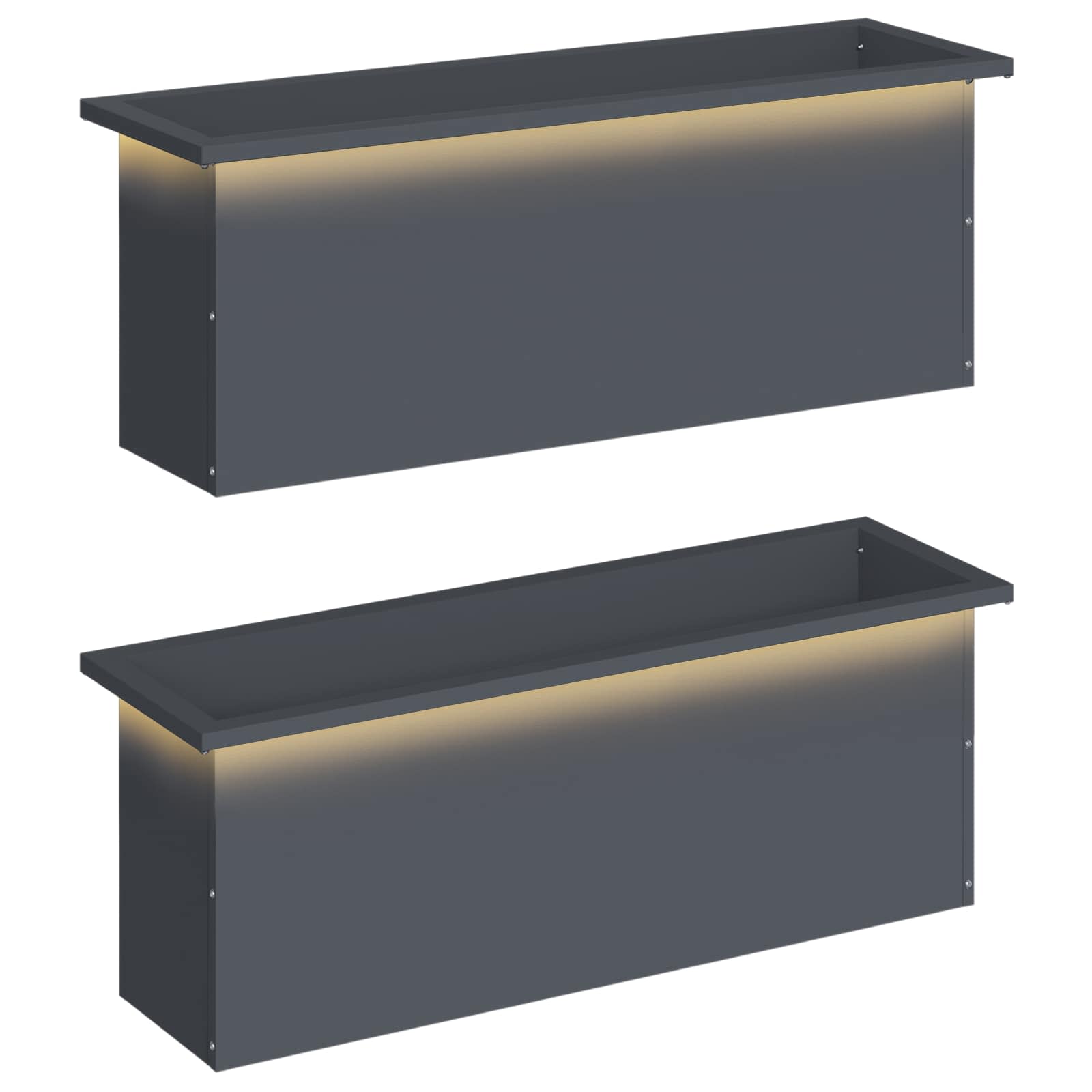 Plantenbak met led 2 st Antraciet 30 x 100 x 30 cm Staal image 2