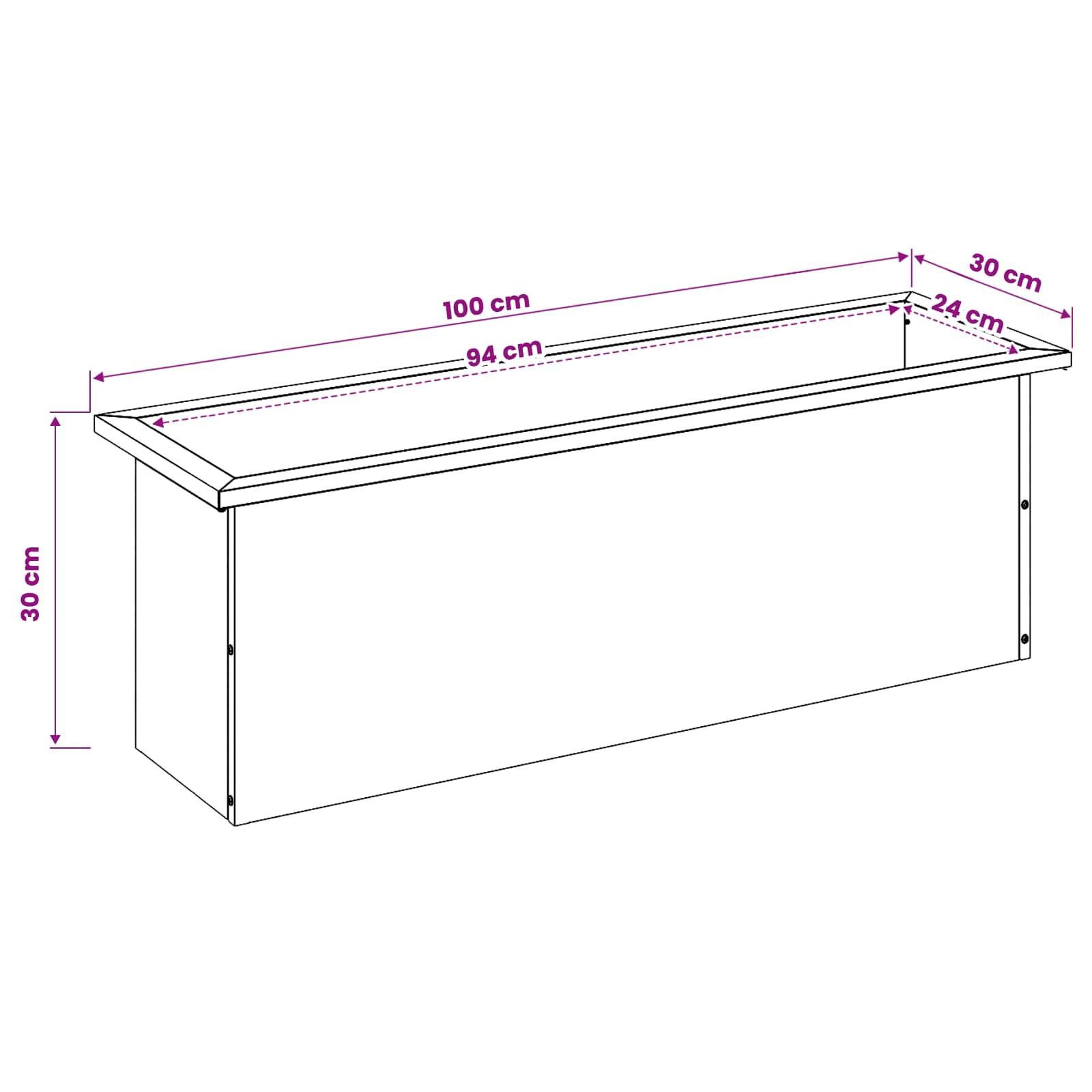 Plantenbak met led 2 st Antraciet 30 x 100 x 30 cm Staal image 13