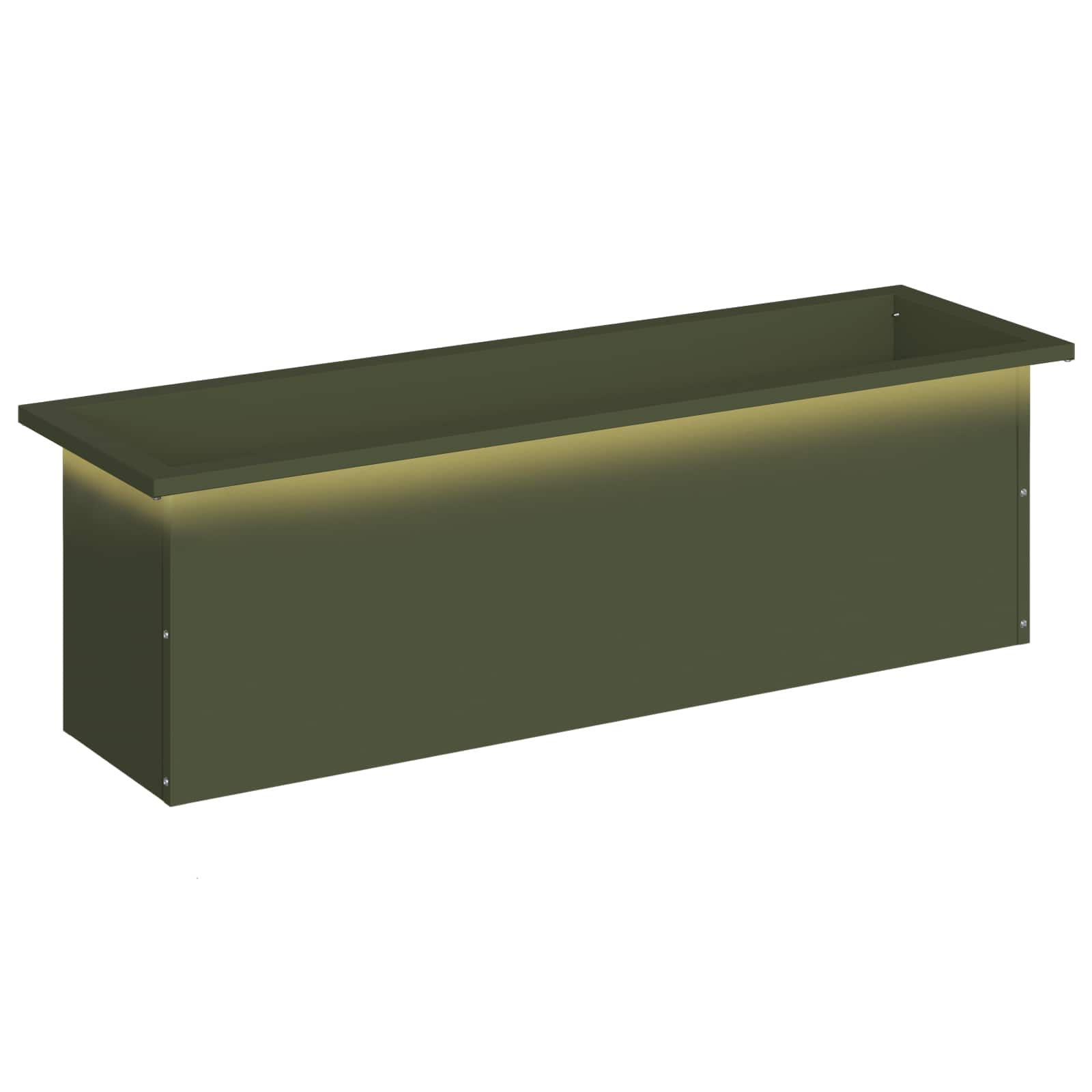 Plantenbak met led Olijfgroen 30 x 100 x 30 cm Staal image 2