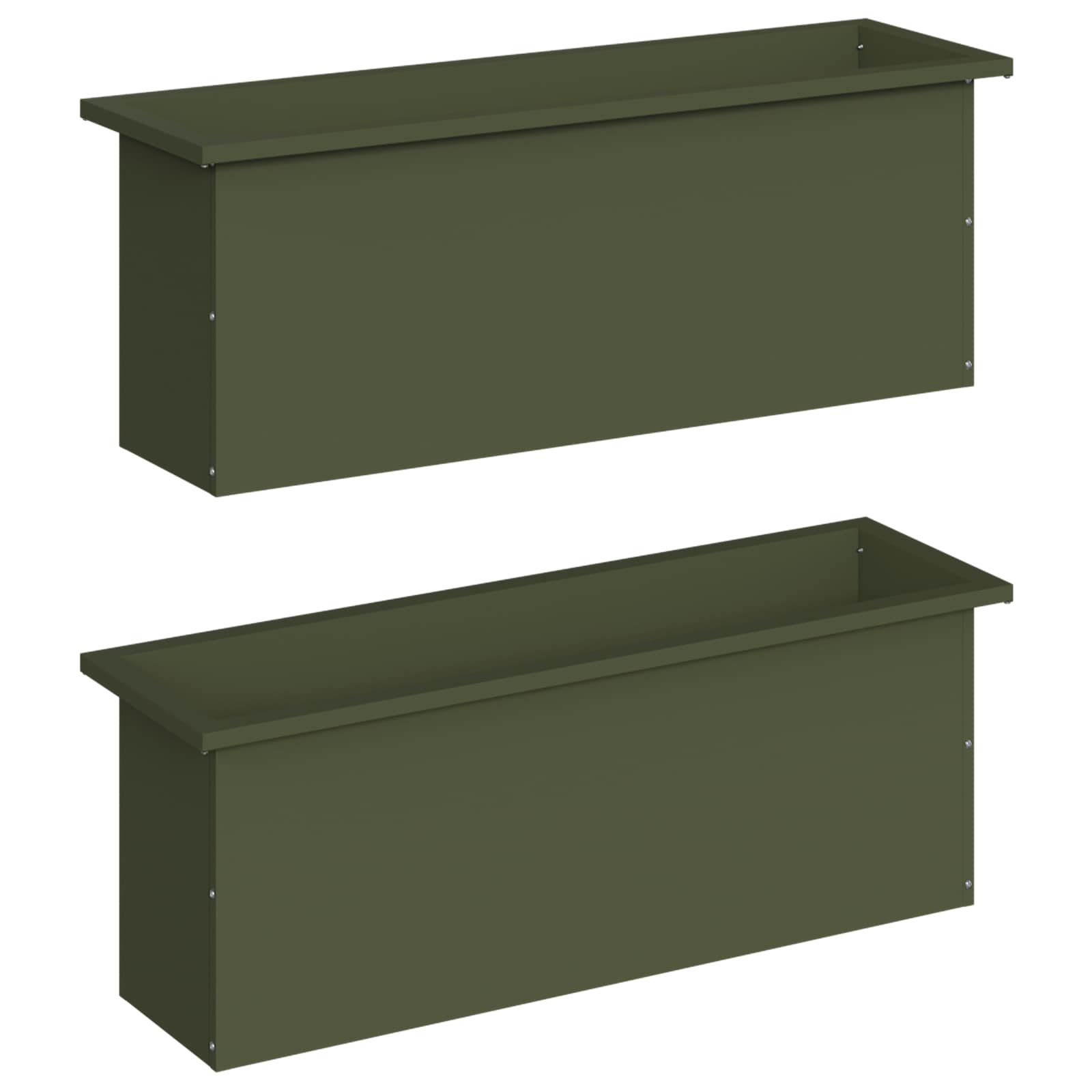 Plantenbak met led 2 st Olijfgroen 30 x 100 x 30 cm Staal image 4