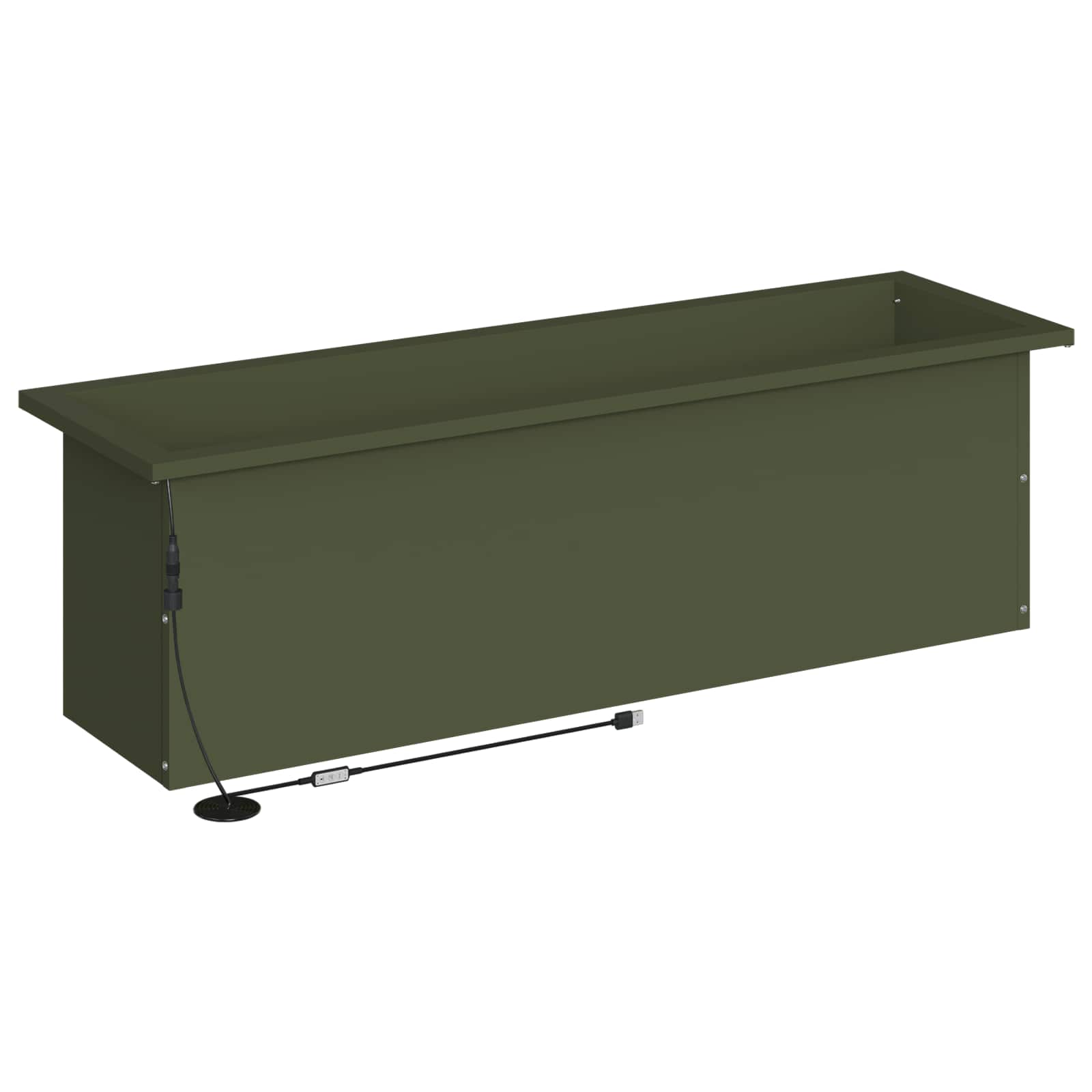 Plantenbak met led 2 st Olijfgroen 30 x 100 x 30 cm Staal image 7