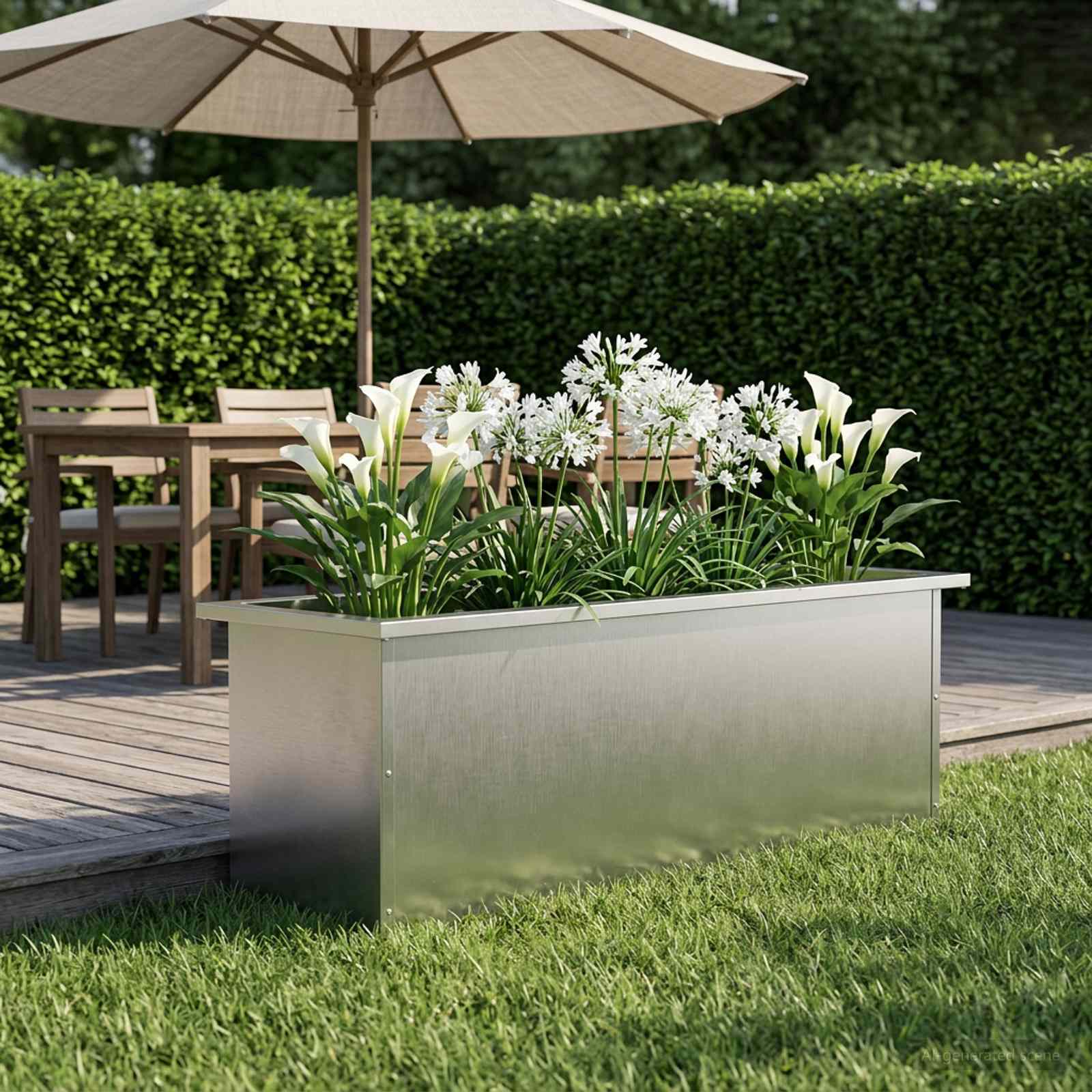 Plantenbak met led zilver 30 x 100 x 30 cm Roestvrij staal image 1