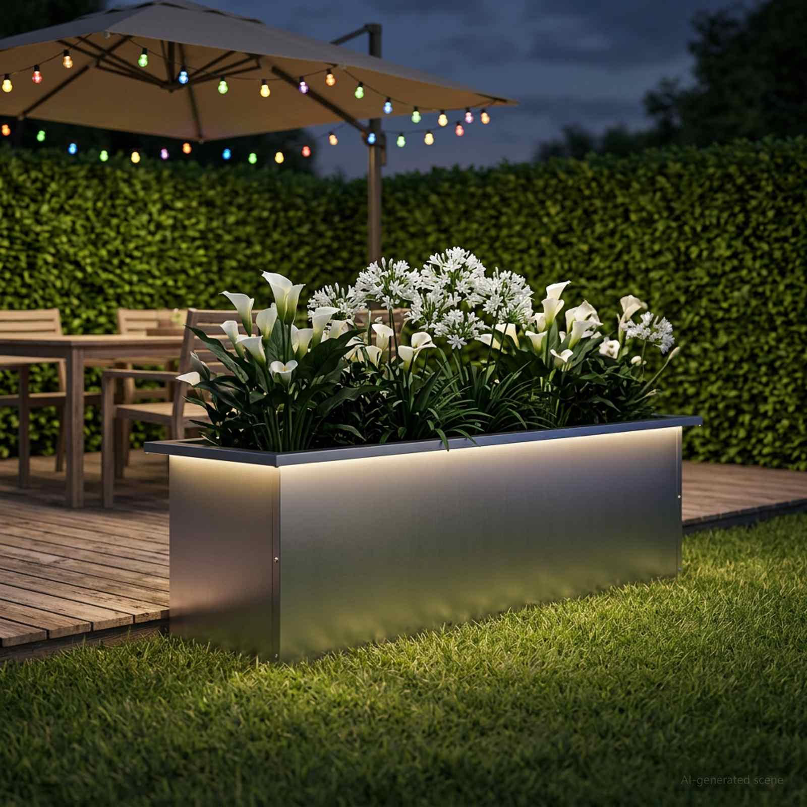 Plantenbak met led zilver 30 x 100 x 30 cm Gegalvaniseerd staal image 3