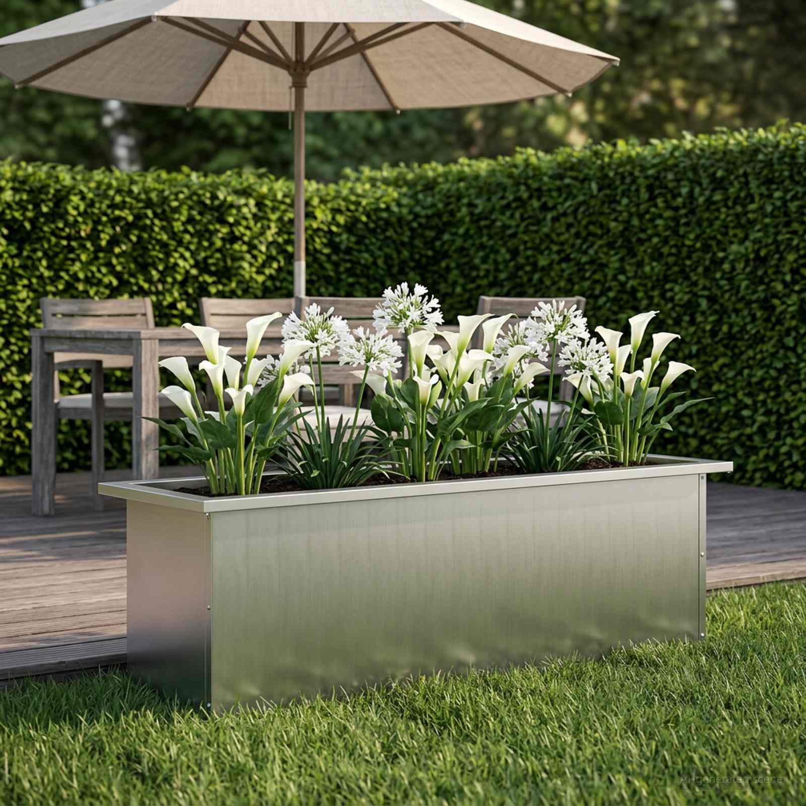 Plantenbak met led zilver 30 x 100 x 30 cm Gegalvaniseerd staal image 1