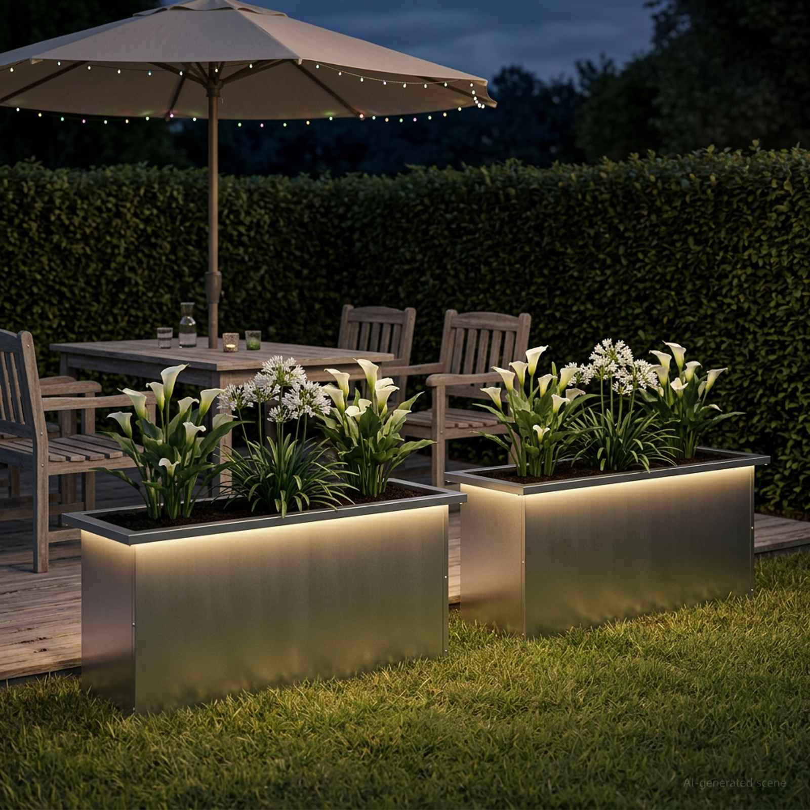Plantenbak met led 2 st zilver 30 x 100 x 30 cm image 3