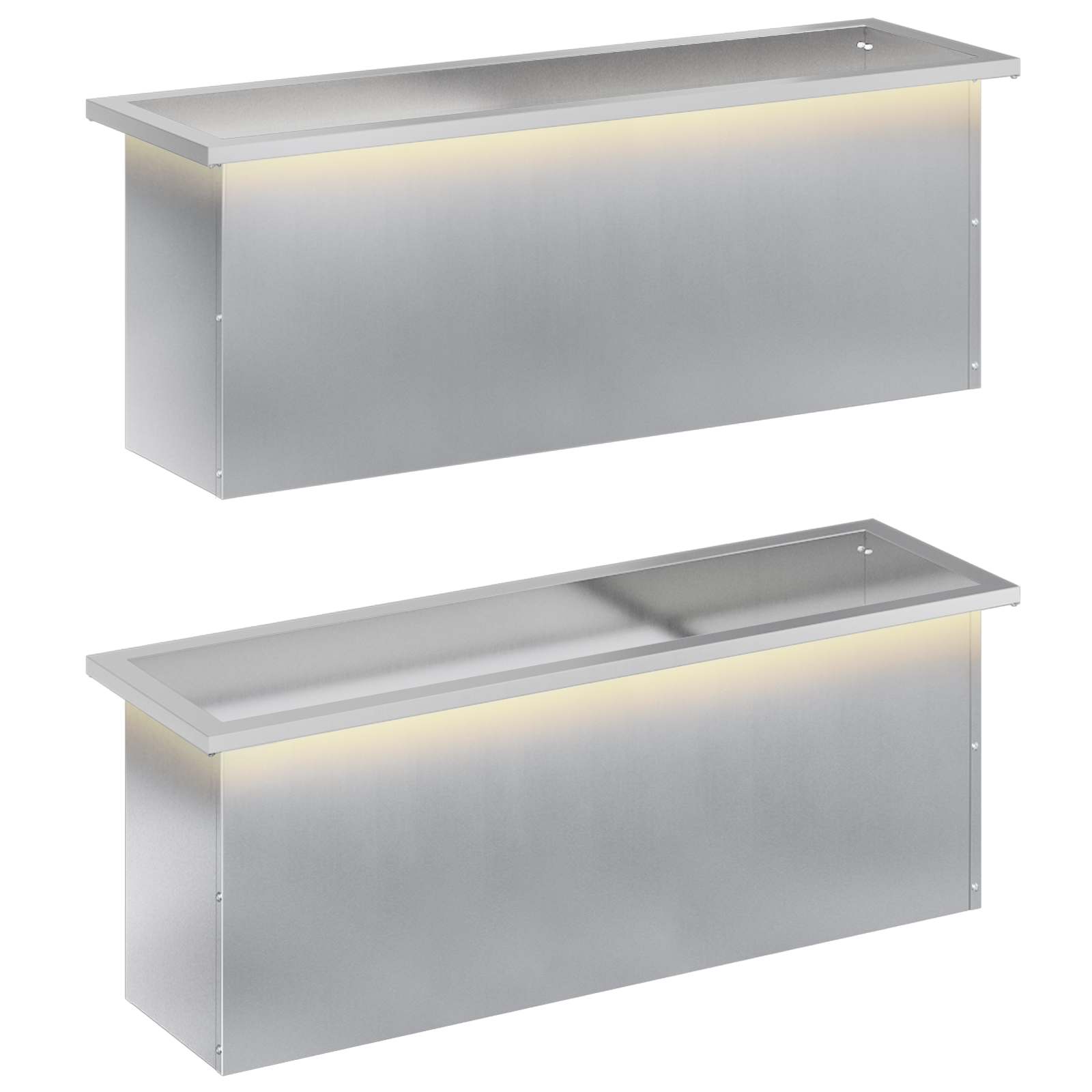 Plantenbak met led 2 st zilver 30 x 100 x 30 cm image 2