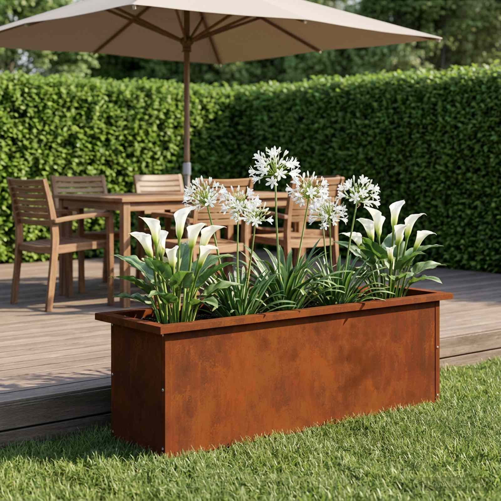 Plantenbak met led Roestkleurig 30 x 100 x 30 cm weervast staal image 3