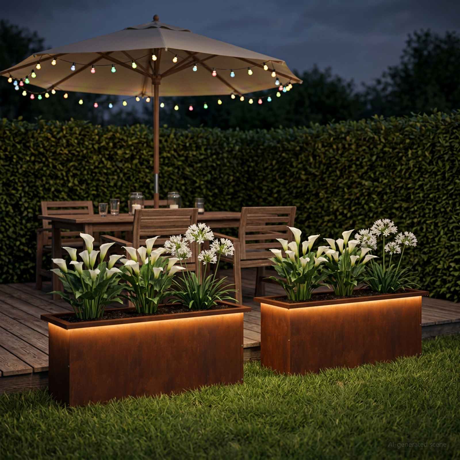 Plantenbak met led 2 st Roestkleurig 30 x 100 x 30 cm image 3