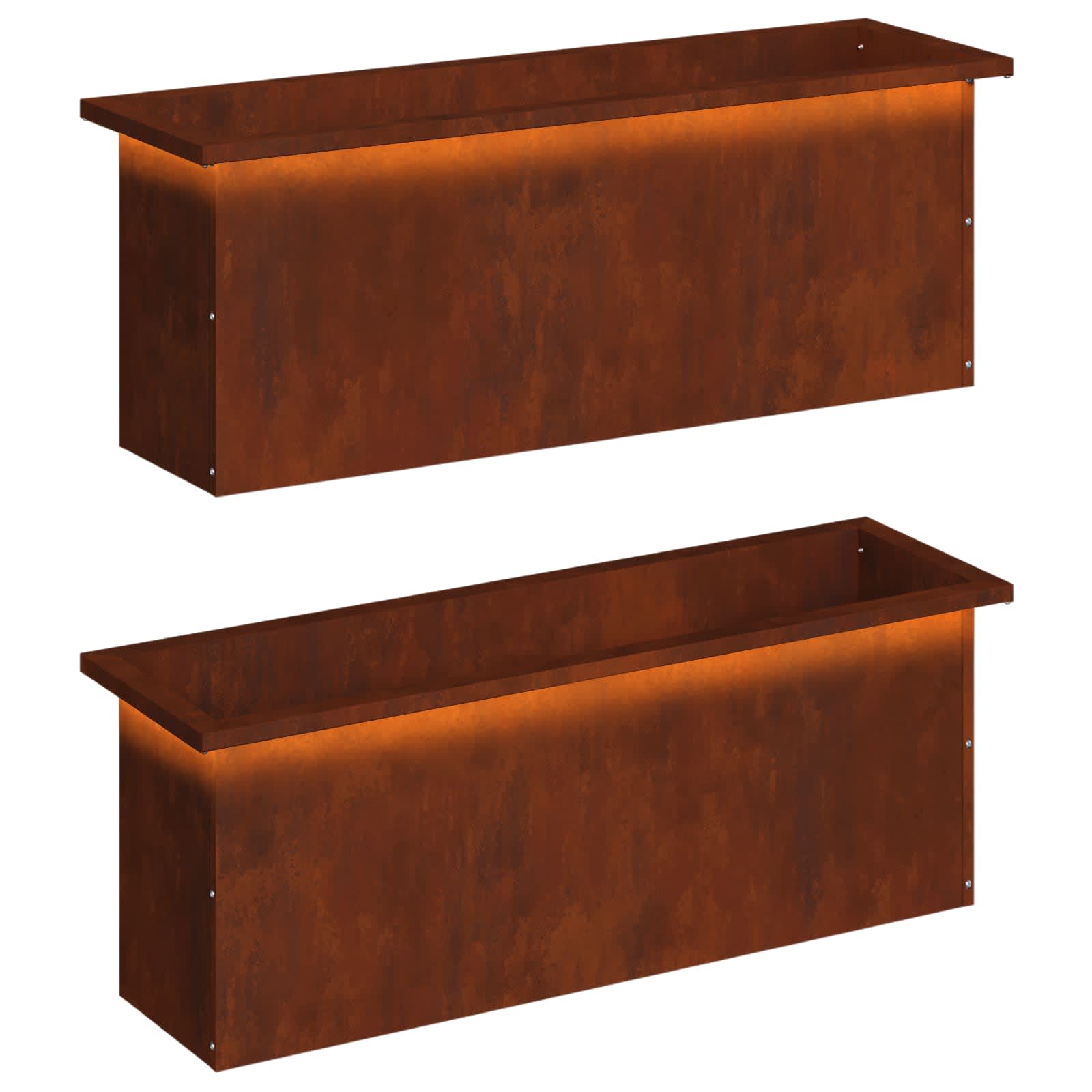 Plantenbak met led 2 st Roestkleurig 30 x 100 x 30 cm image 2