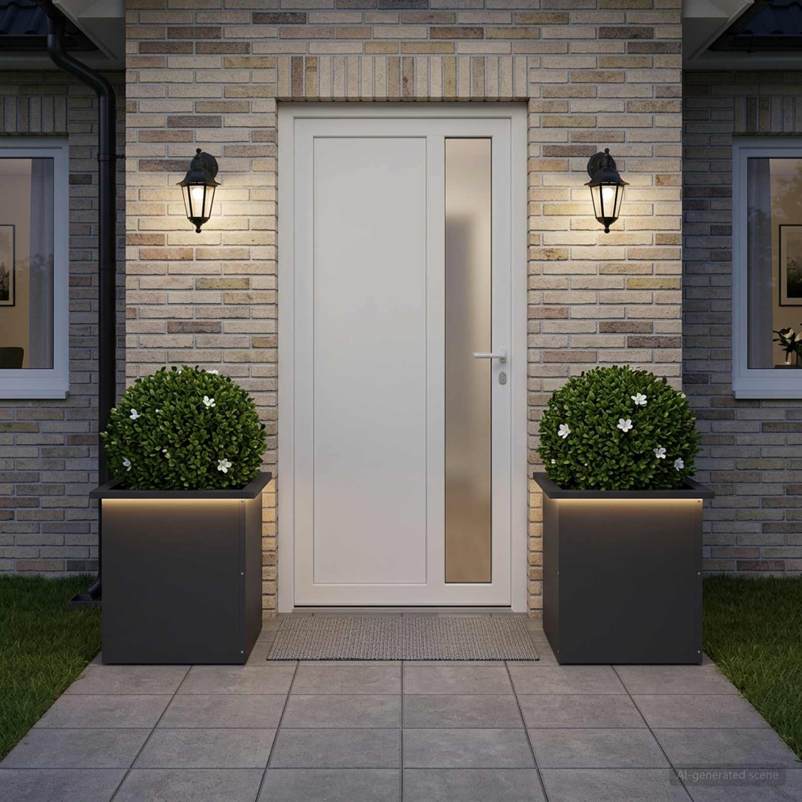 vidaXL Plantekasse med LED 2 stk. Sort 40 x 40 x 40 cm Stål
