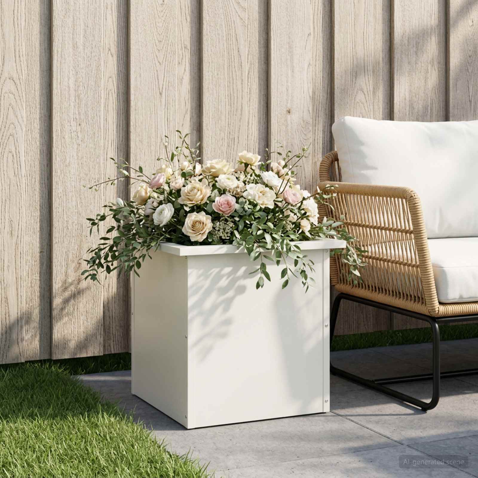 Plantenbak met led Wit 40 x 40 x 40 cm Staal image 3