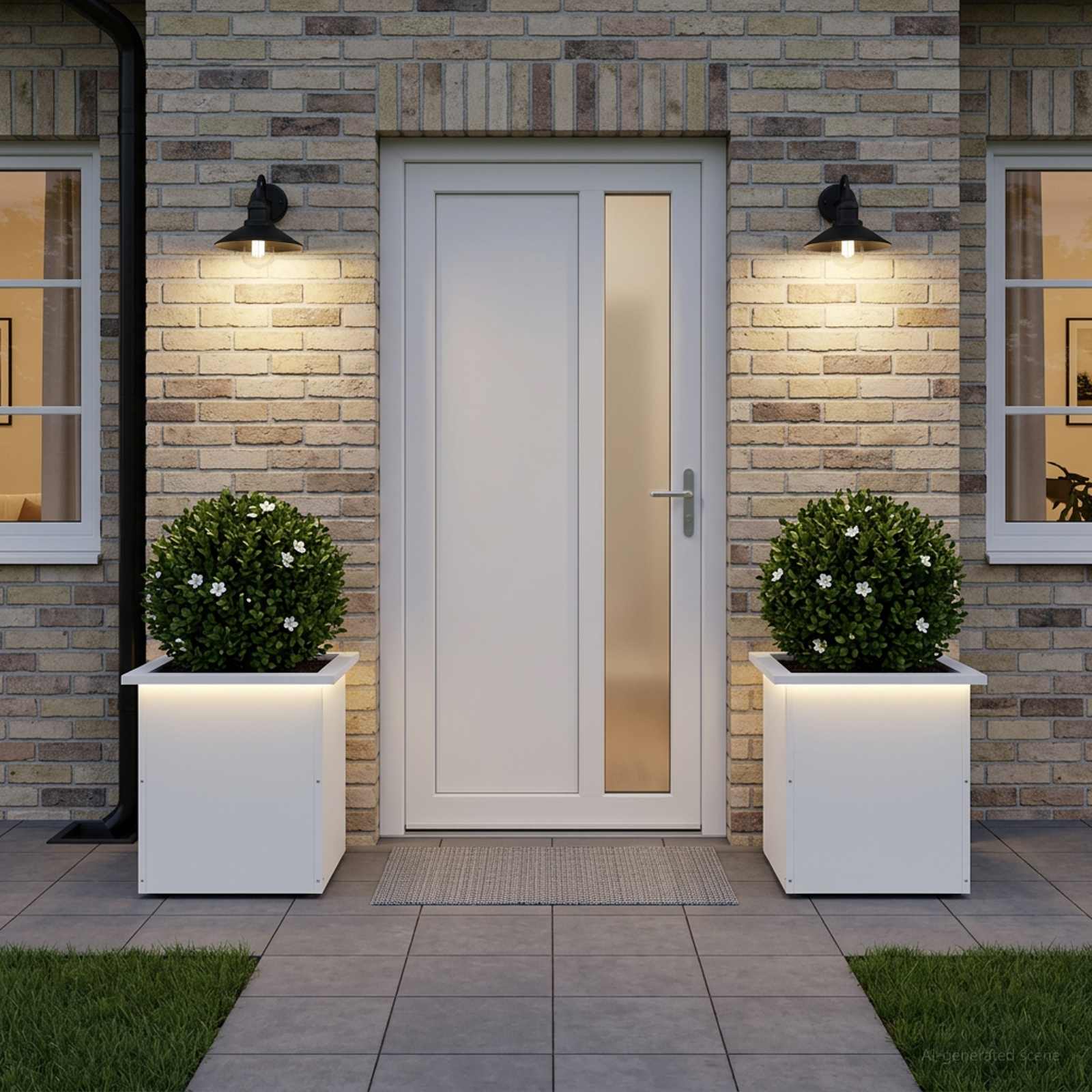 Plantenbak met led 2 st Wit 40 x 40 x 40 cm Staal image 1