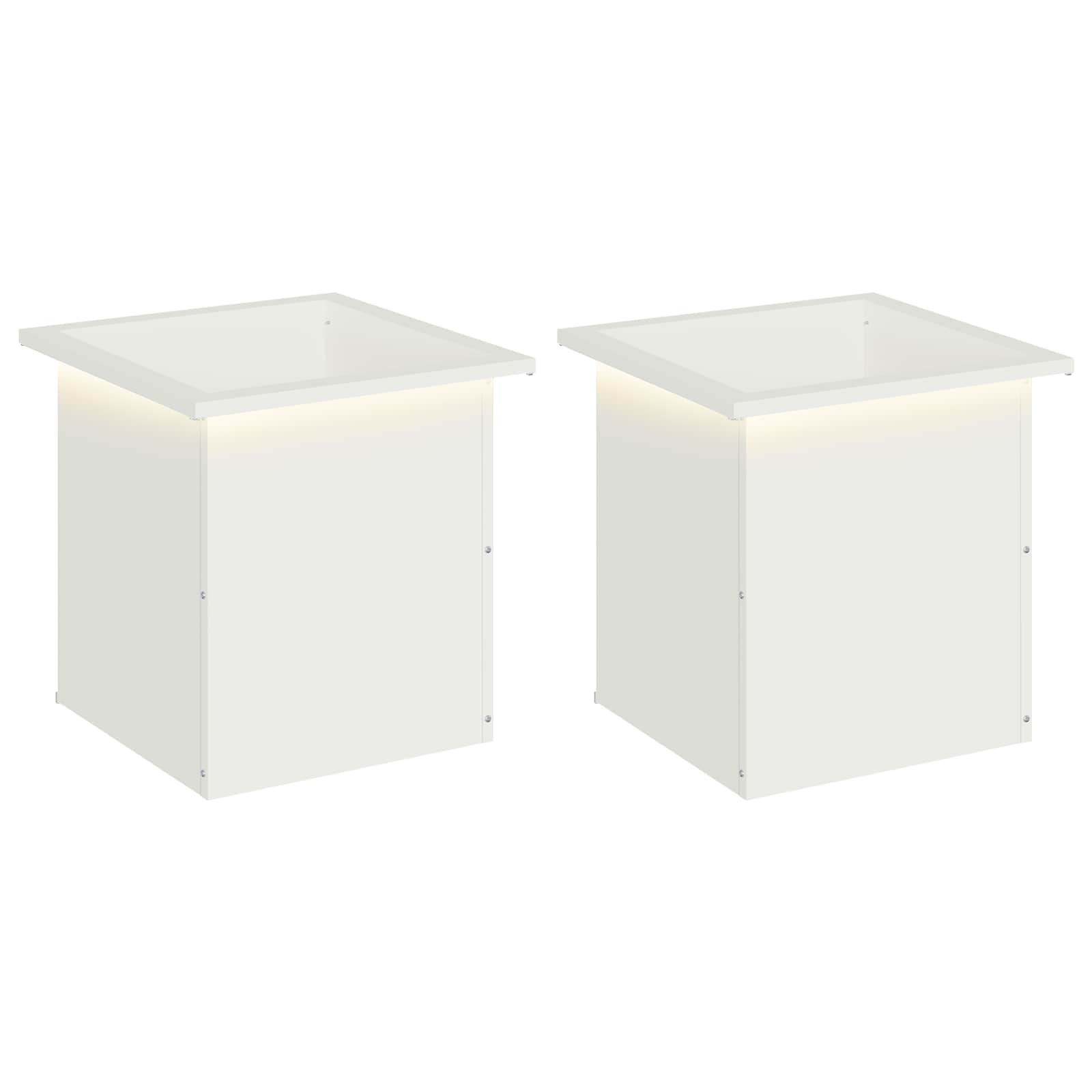 Plantenbak met led 2 st Wit 40 x 40 x 40 cm Staal image 2