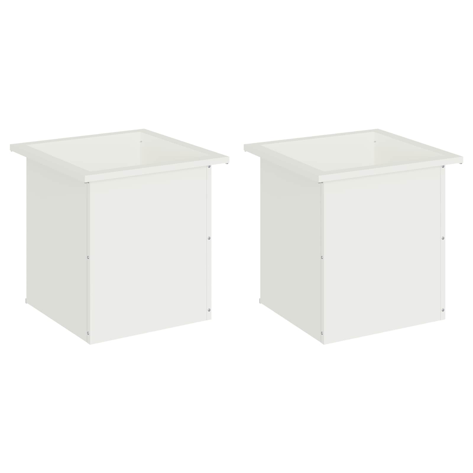 Plantenbak met led 2 st Wit 40 x 40 x 40 cm Staal image 4