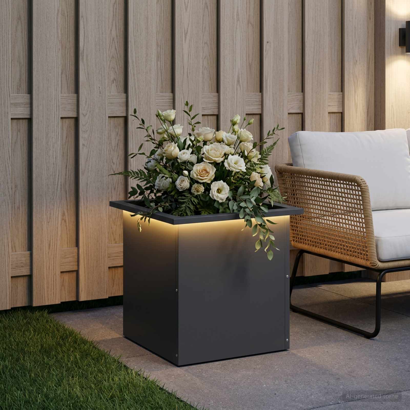 Plantenbak met led Antraciet 40 x 40 x 40 cm Staal image 3
