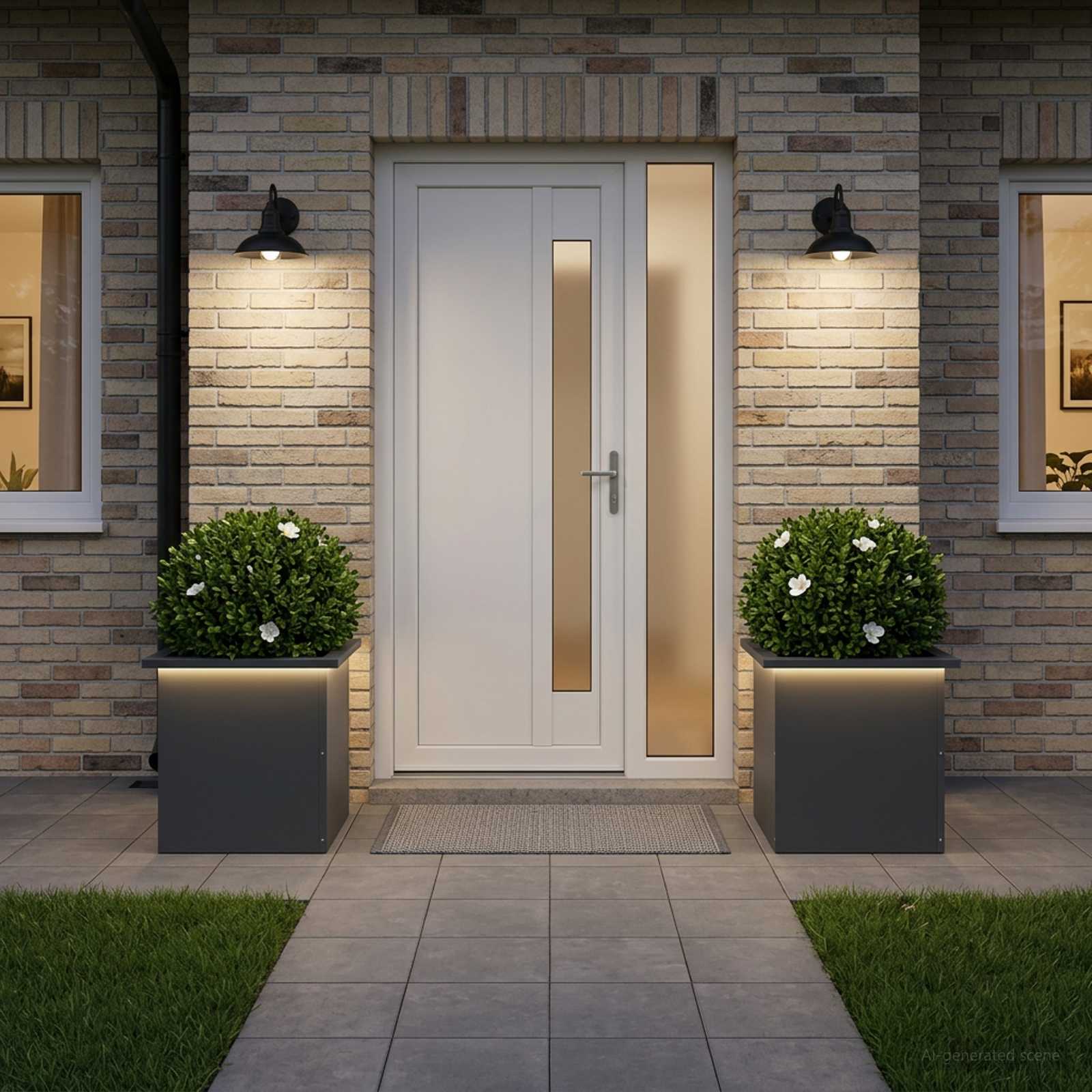 Plantenbak met led 2 st Antraciet 40 x 40 x 40 cm Staal image 1