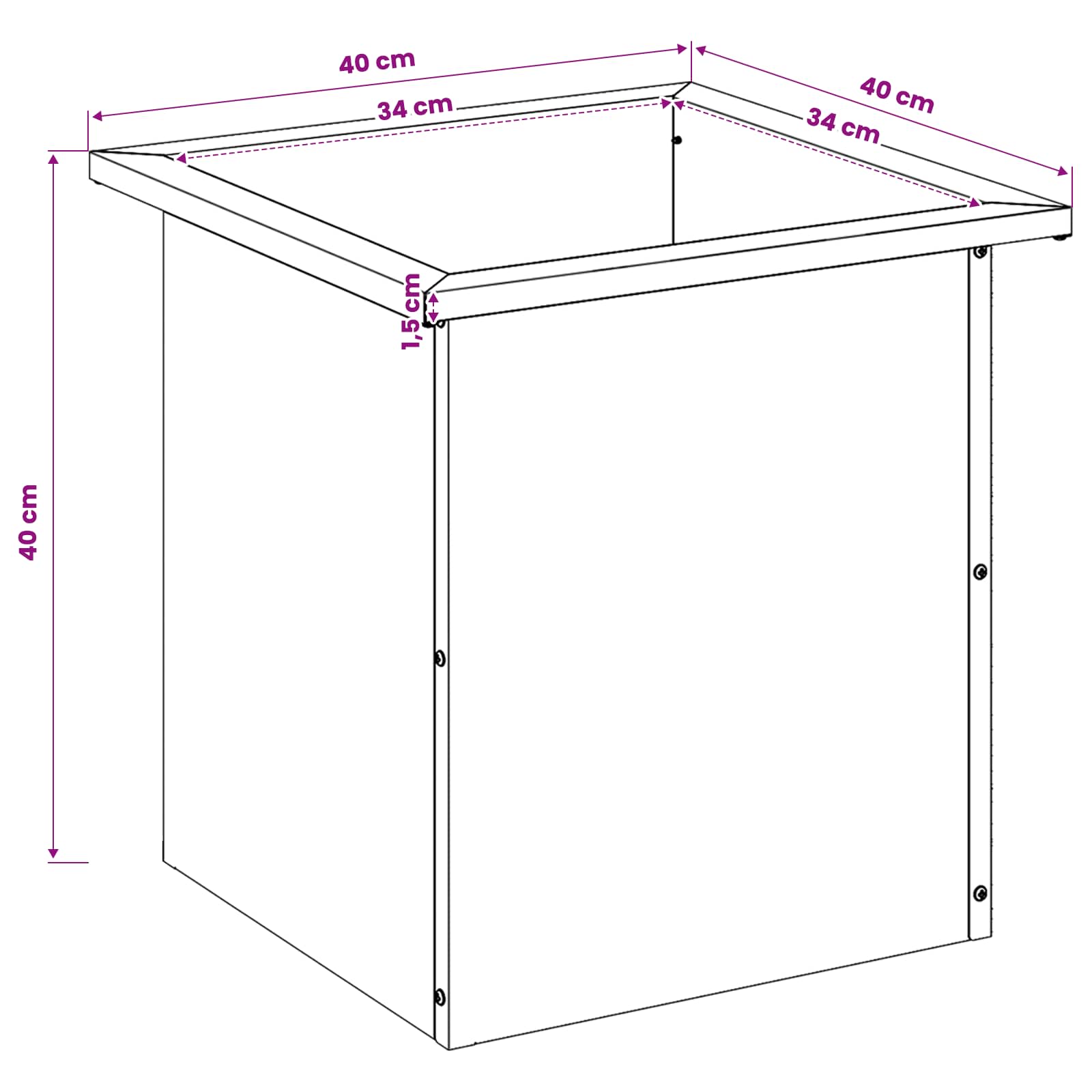 Plantenbak met led Olijfgroen 40 x 40 x 40 cm Staal image 12