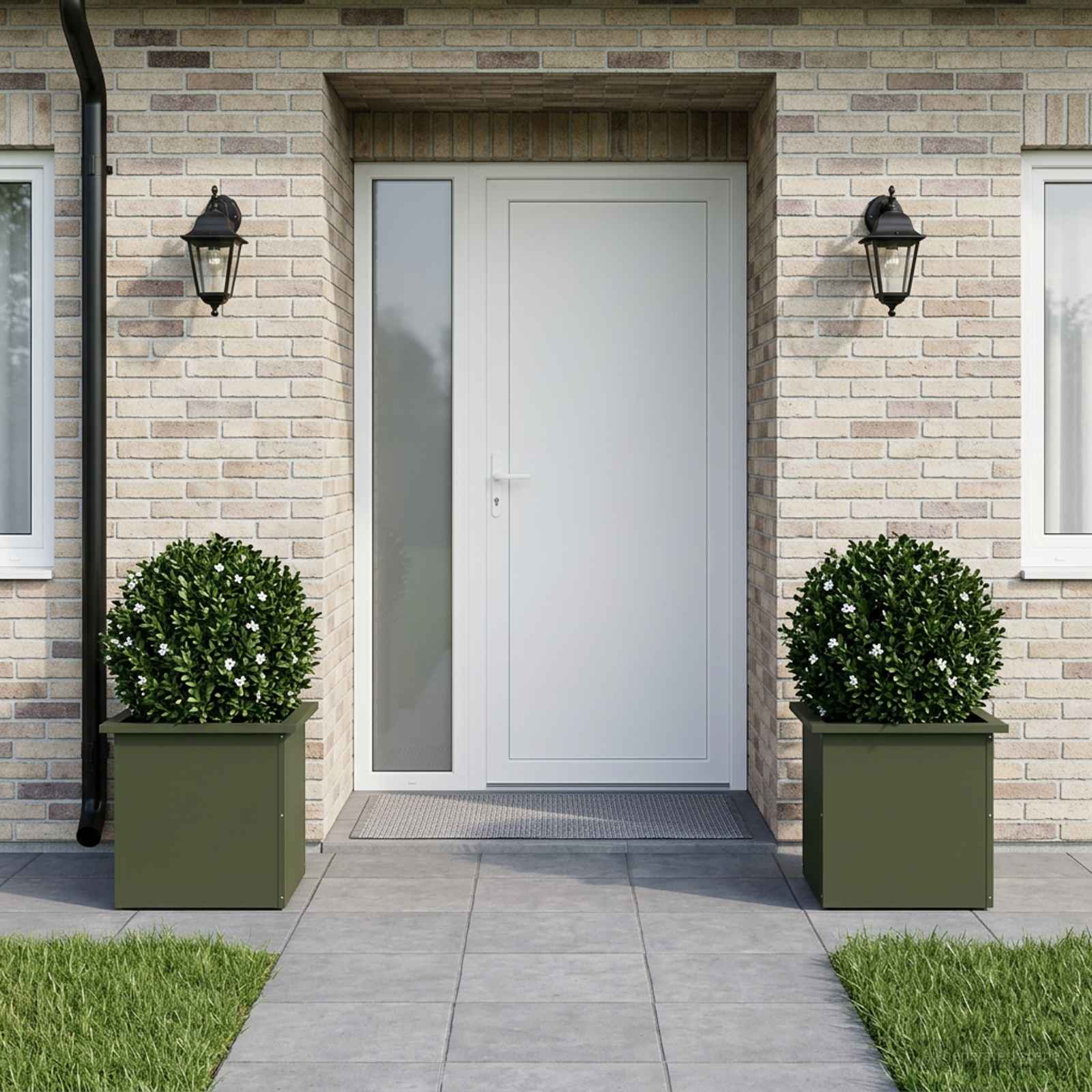 Plantenbak met led 2 st Olijfgroen 40 x 40 x 40 cm Staal image 3