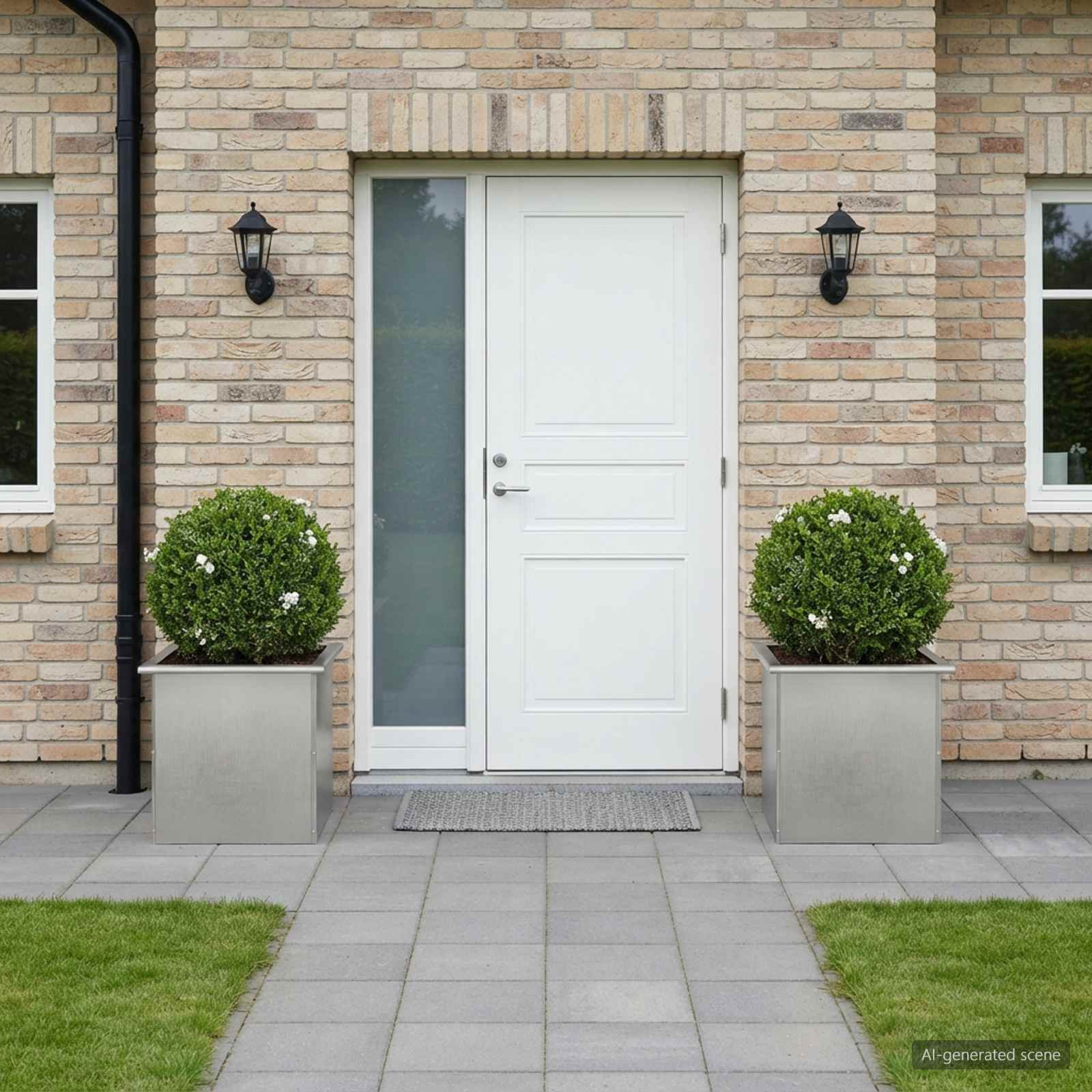 Plantenbak met led 2 st zilver 40 x 40 x 40 cm Roestvrij staal image 1