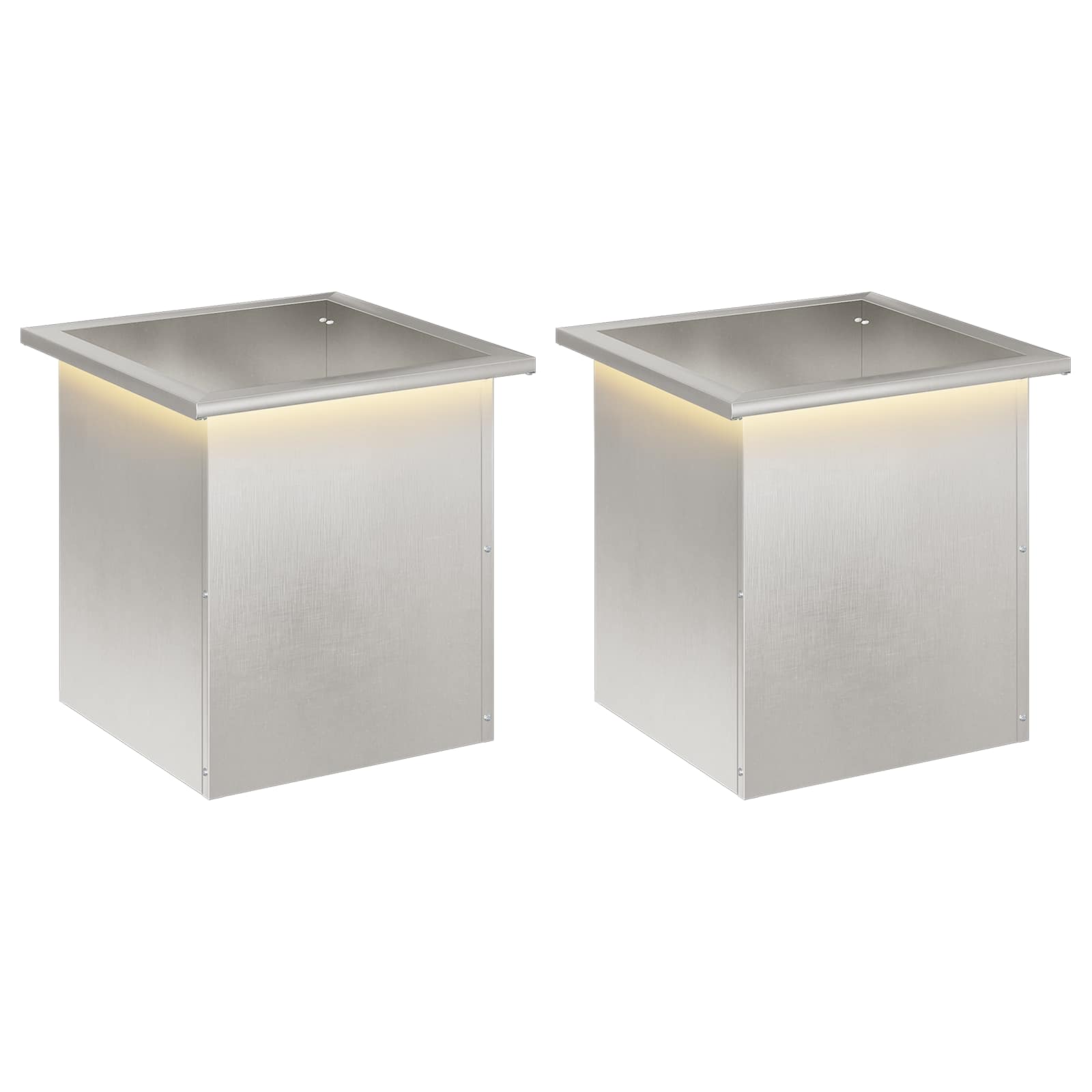 Plantenbak met led 2 st zilver 40 x 40 x 40 cm Roestvrij staal image 2