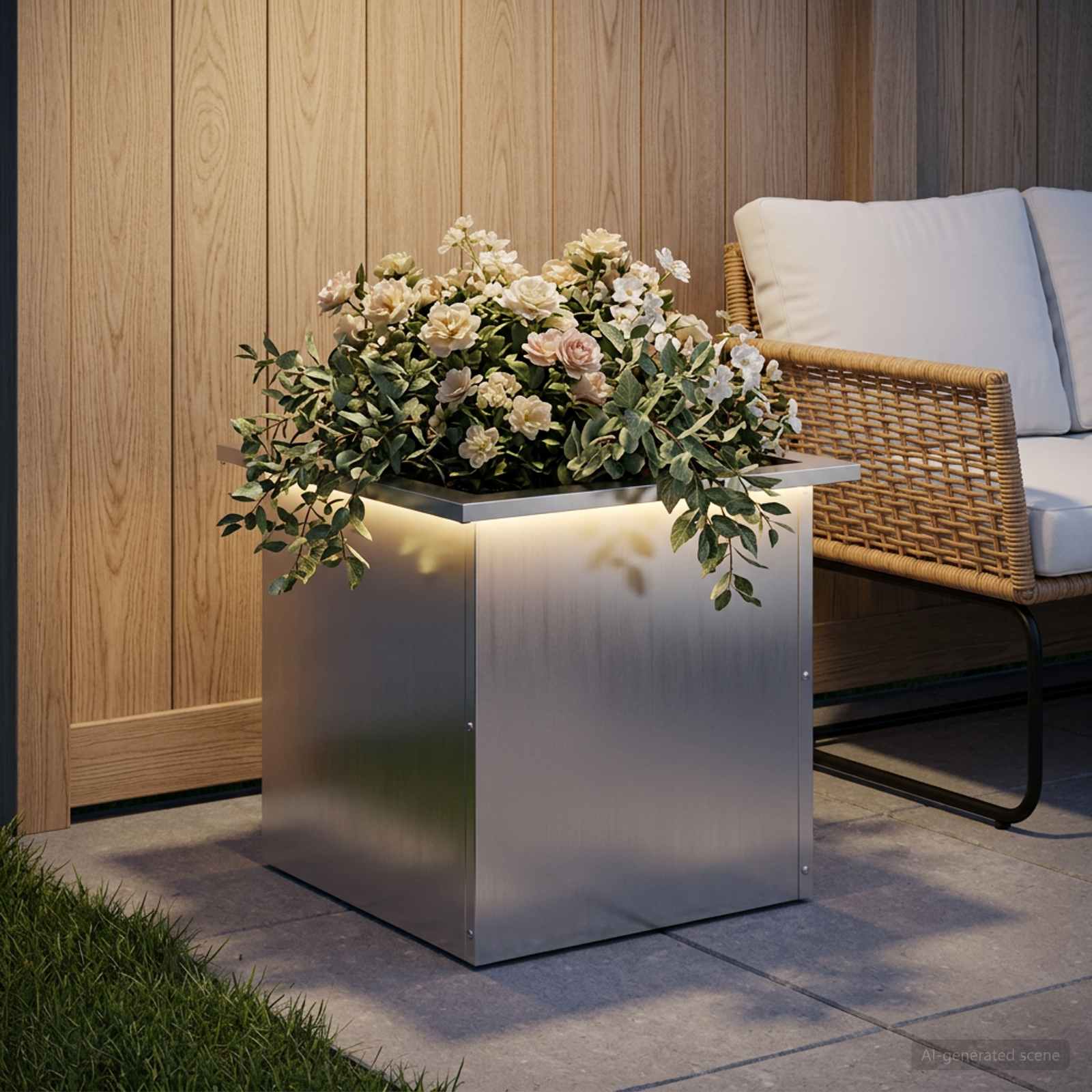 Plantenbak met led zilver 40 x 40 x 40 cm Gegalvaniseerd staal image 3