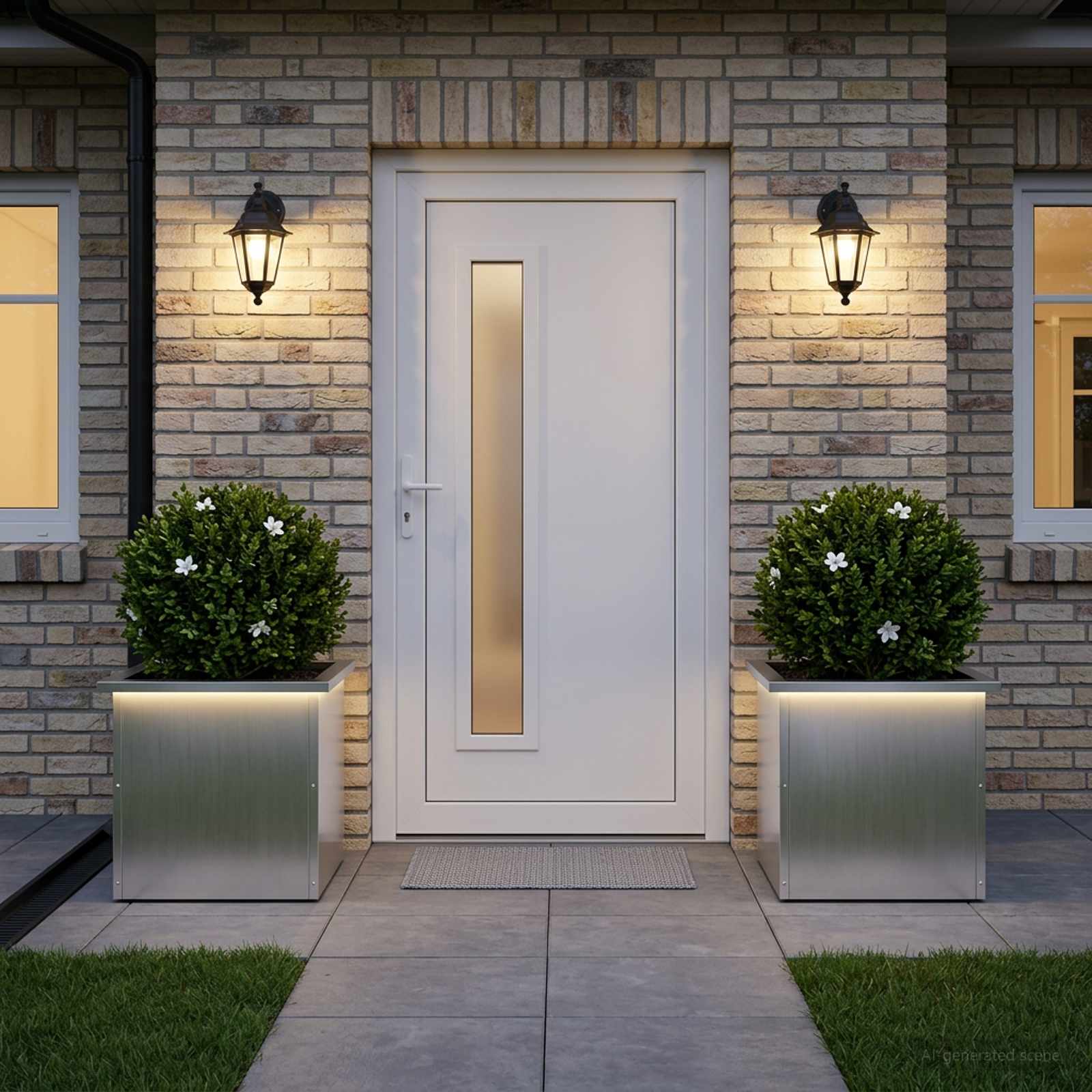 Plantenbak met led 2 st zilver 40 x 40 x 40 cm image 1