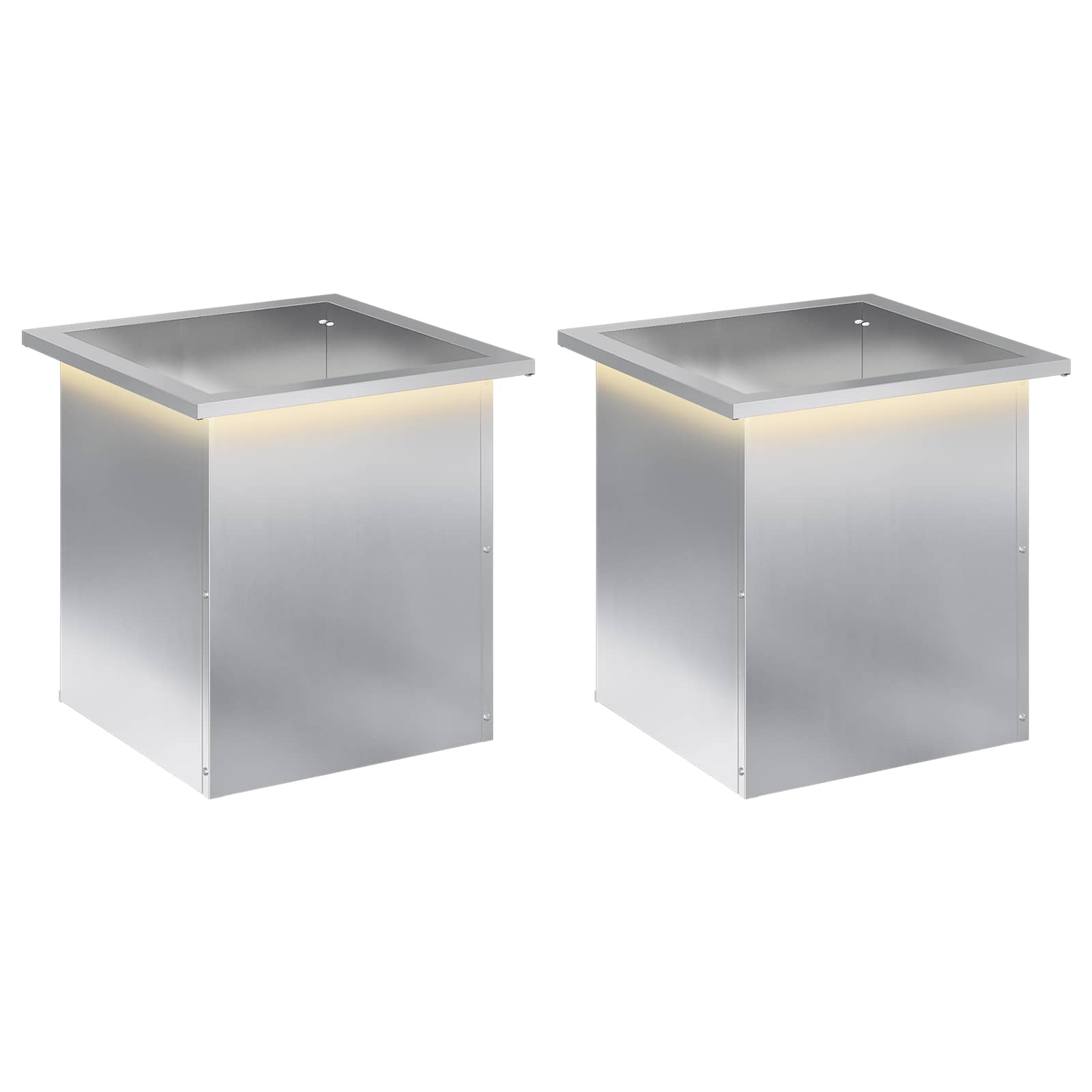 Plantenbak met led 2 st zilver 40 x 40 x 40 cm image 2