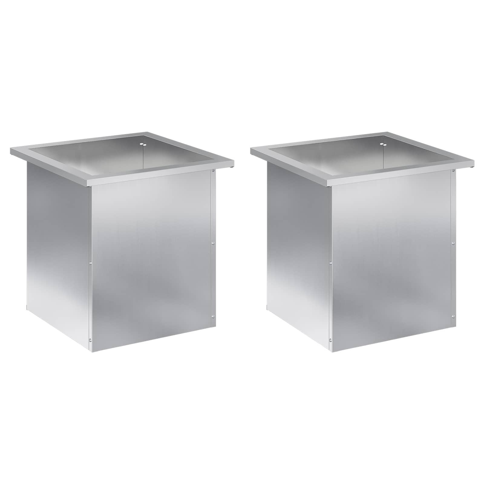 Plantenbak met led 2 st zilver 40 x 40 x 40 cm image 4
