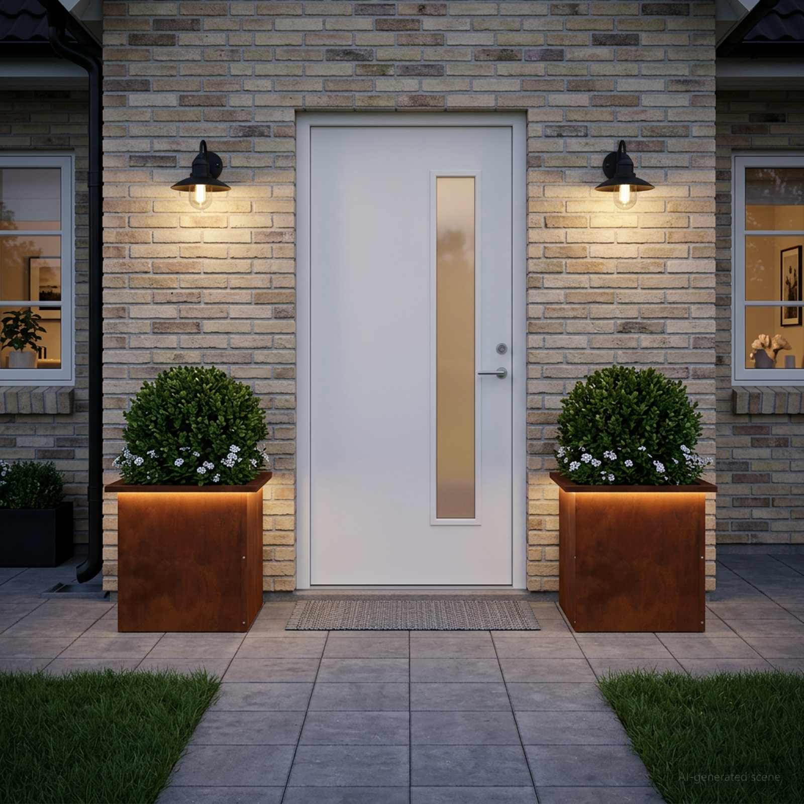 Plantenbak met led 2 st Roestkleurig 40 x 40 x 40 cm image 1