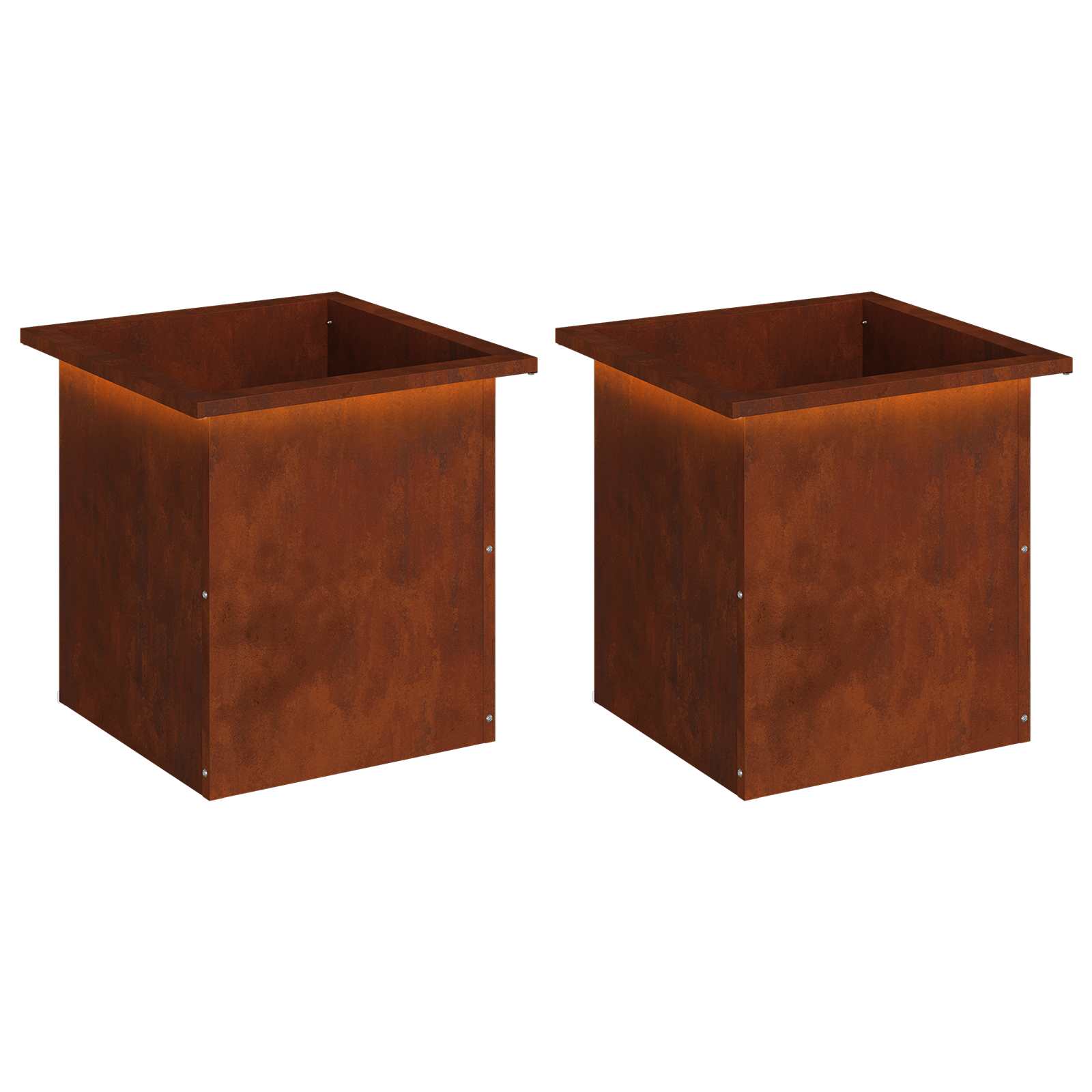 Plantenbak met led 2 st Roestkleurig 40 x 40 x 40 cm image 2