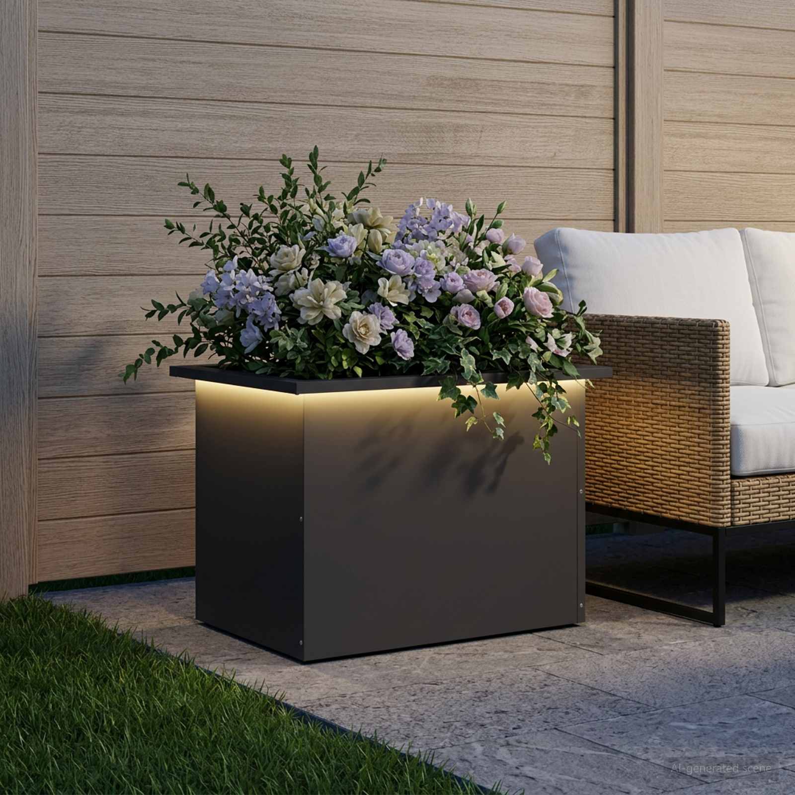 Plantenbak met led Zwart 40 x 60 x 40 cm Staal image 3
