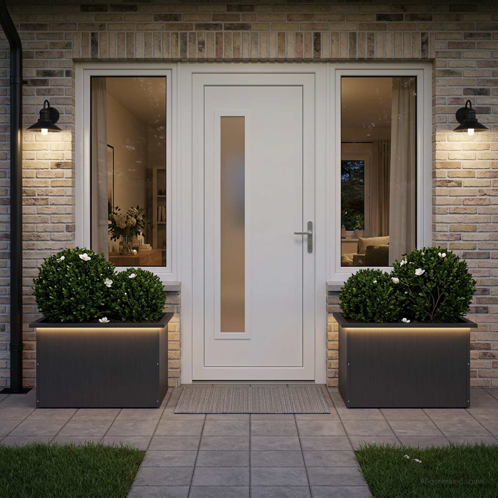 Plantenbak met led 2 st Zwart 40 x 60 x 40 cm Staal image 1