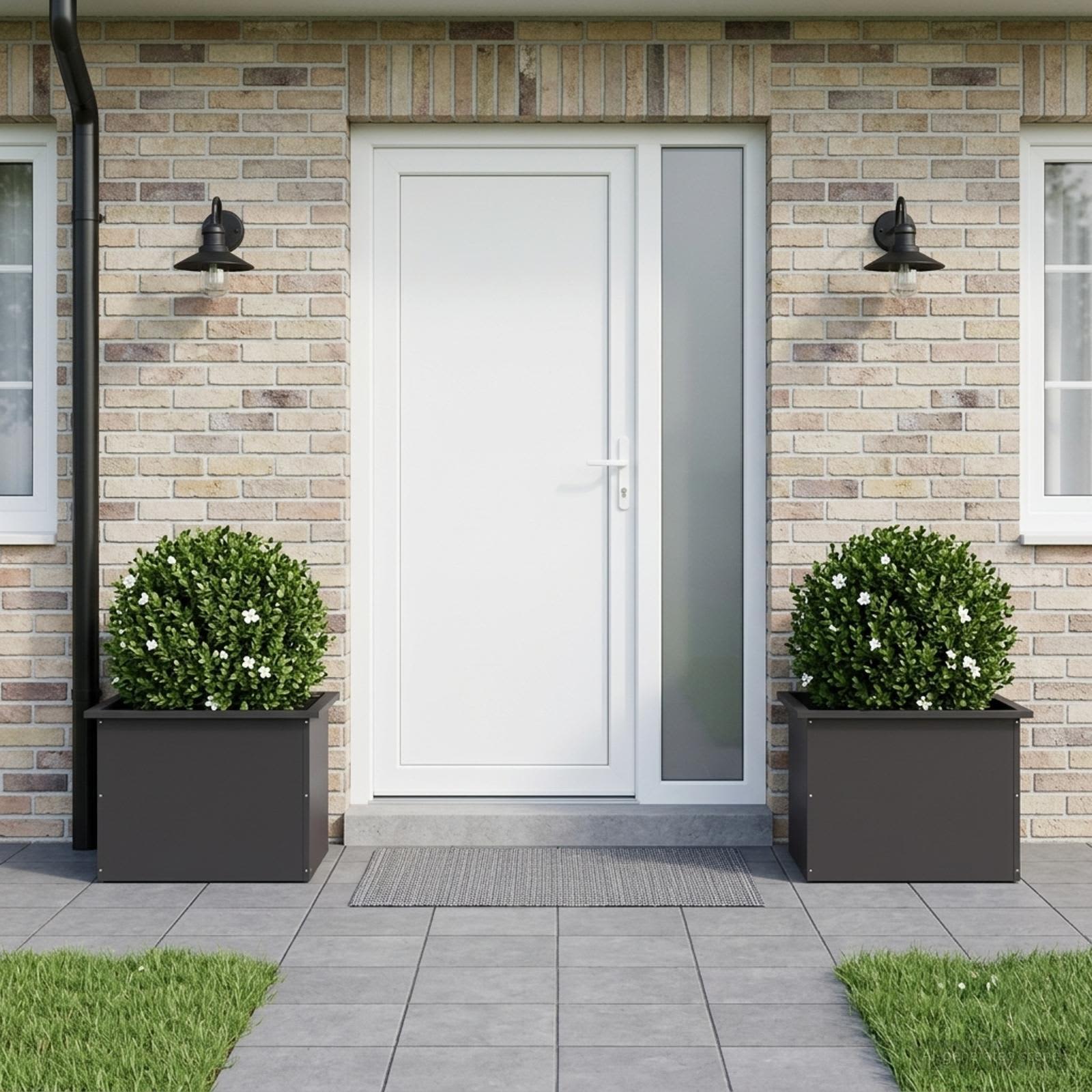 Plantenbak met led 2 st Zwart 40 x 60 x 40 cm Staal image 3