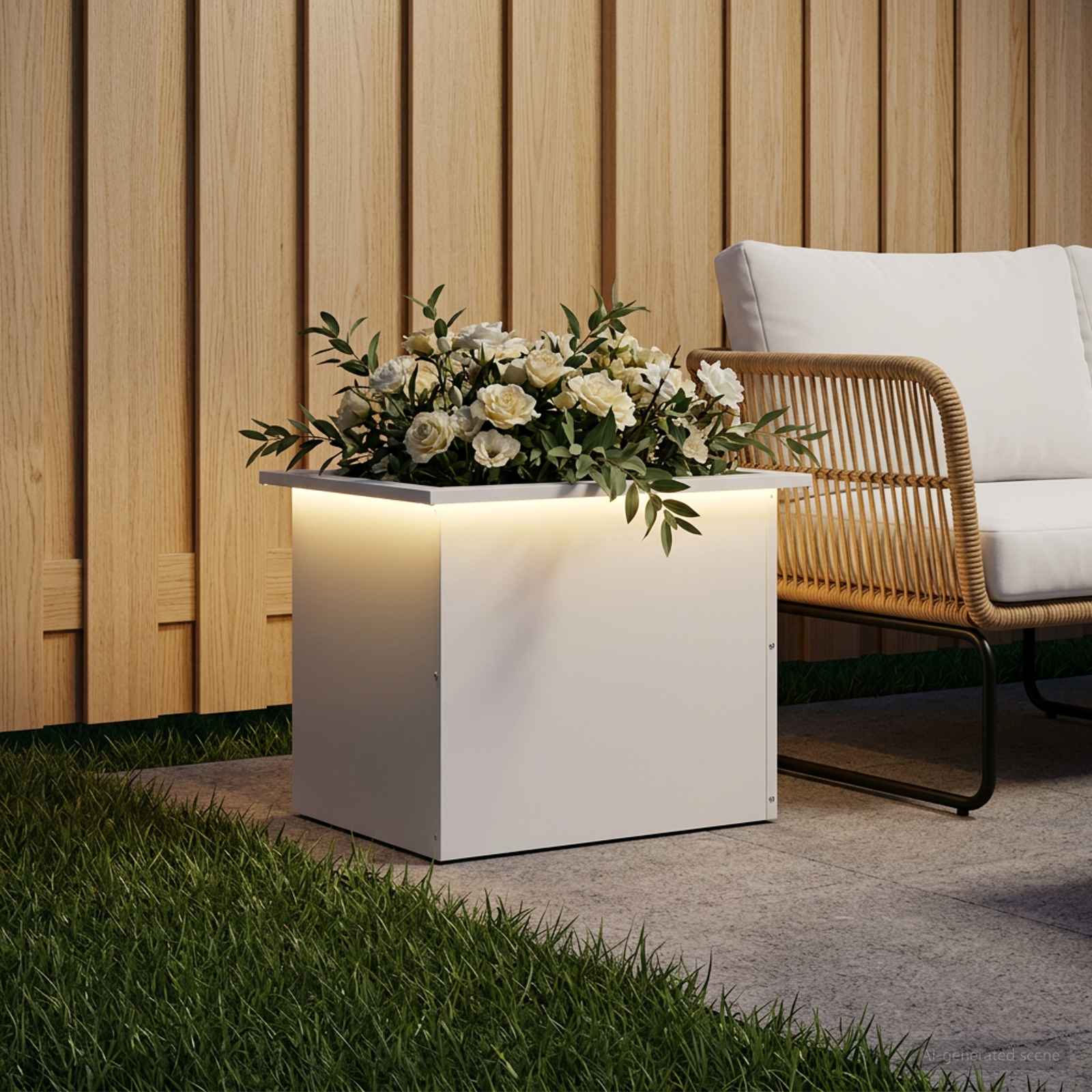 Plantenbak met led Wit 40 x 60 x 40 cm Staal image 3