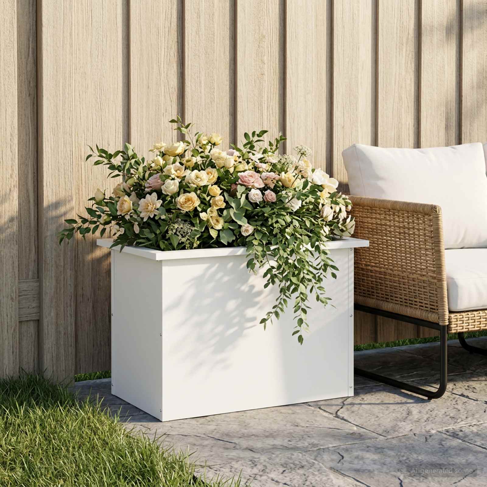 Plantenbak met led Wit 40 x 60 x 40 cm Staal image 1