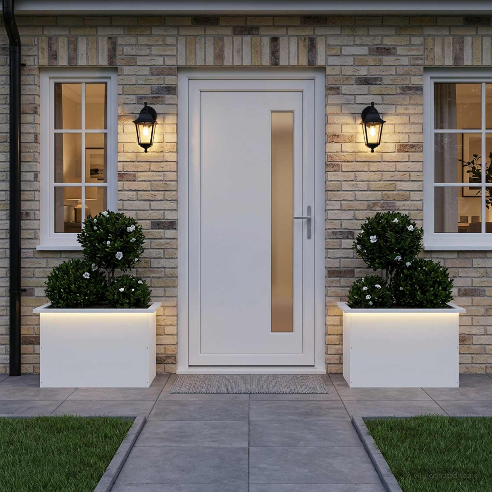 Plantenbak met led 2 st Wit 40 x 60 x 40 cm Staal image 1