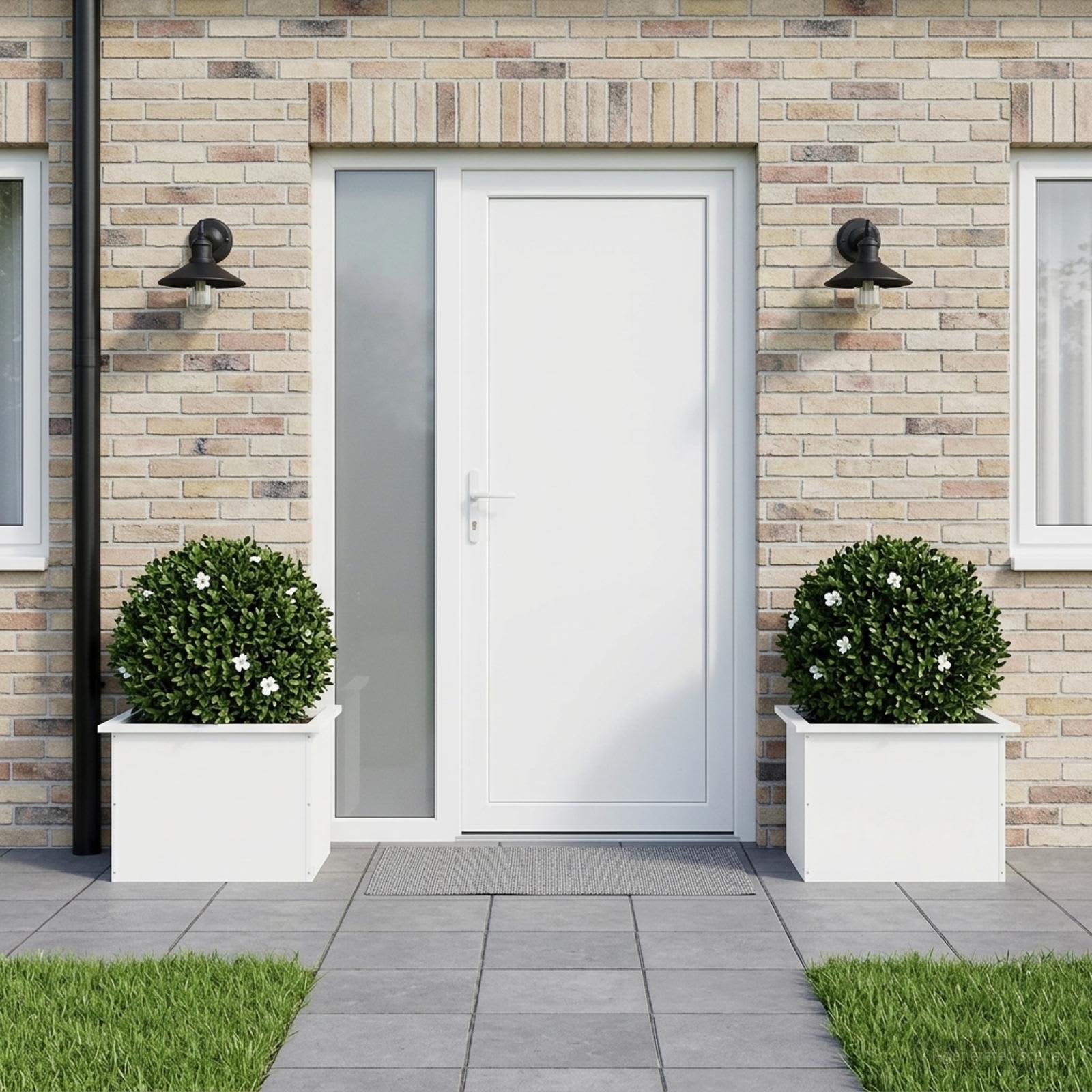 Plantenbak met led 2 st Wit 40 x 60 x 40 cm Staal image 3