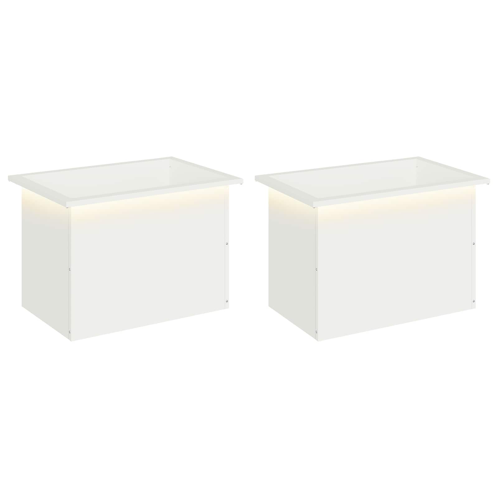 Plantenbak met led 2 st Wit 40 x 60 x 40 cm Staal image 2