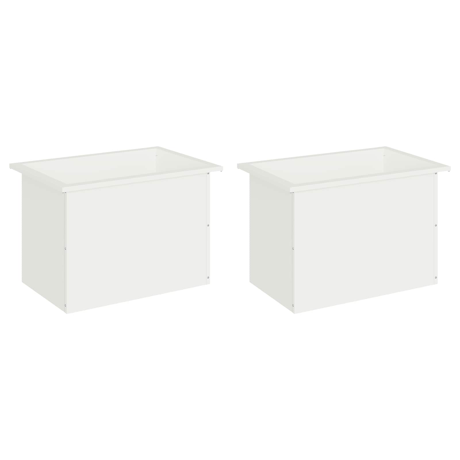 Plantenbak met led 2 st Wit 40 x 60 x 40 cm Staal image 4