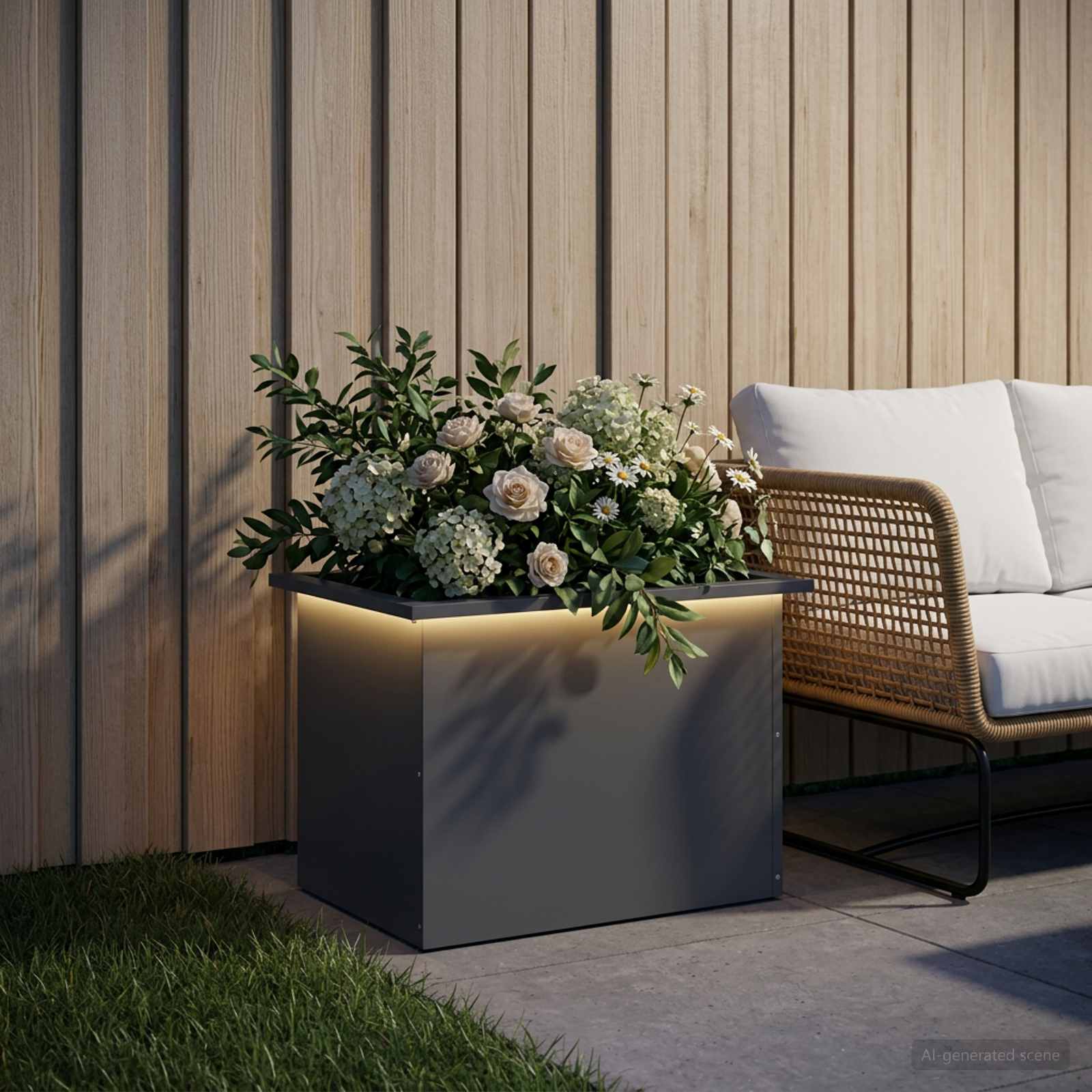 Plantenbak met led Antraciet 40 x 60 x 40 cm Staal image 1